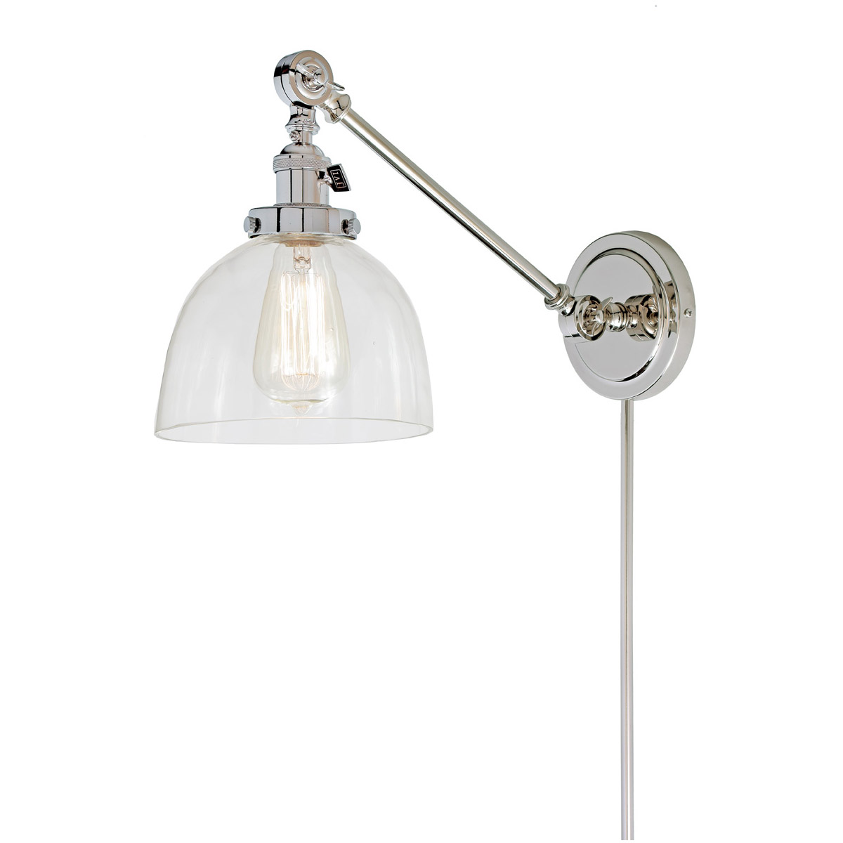 Soho Madison 23 inch 100 watt Polished Nickel Swing Arm Wall Sconce Wall Light in Clear Glass, 5, Double Swivel