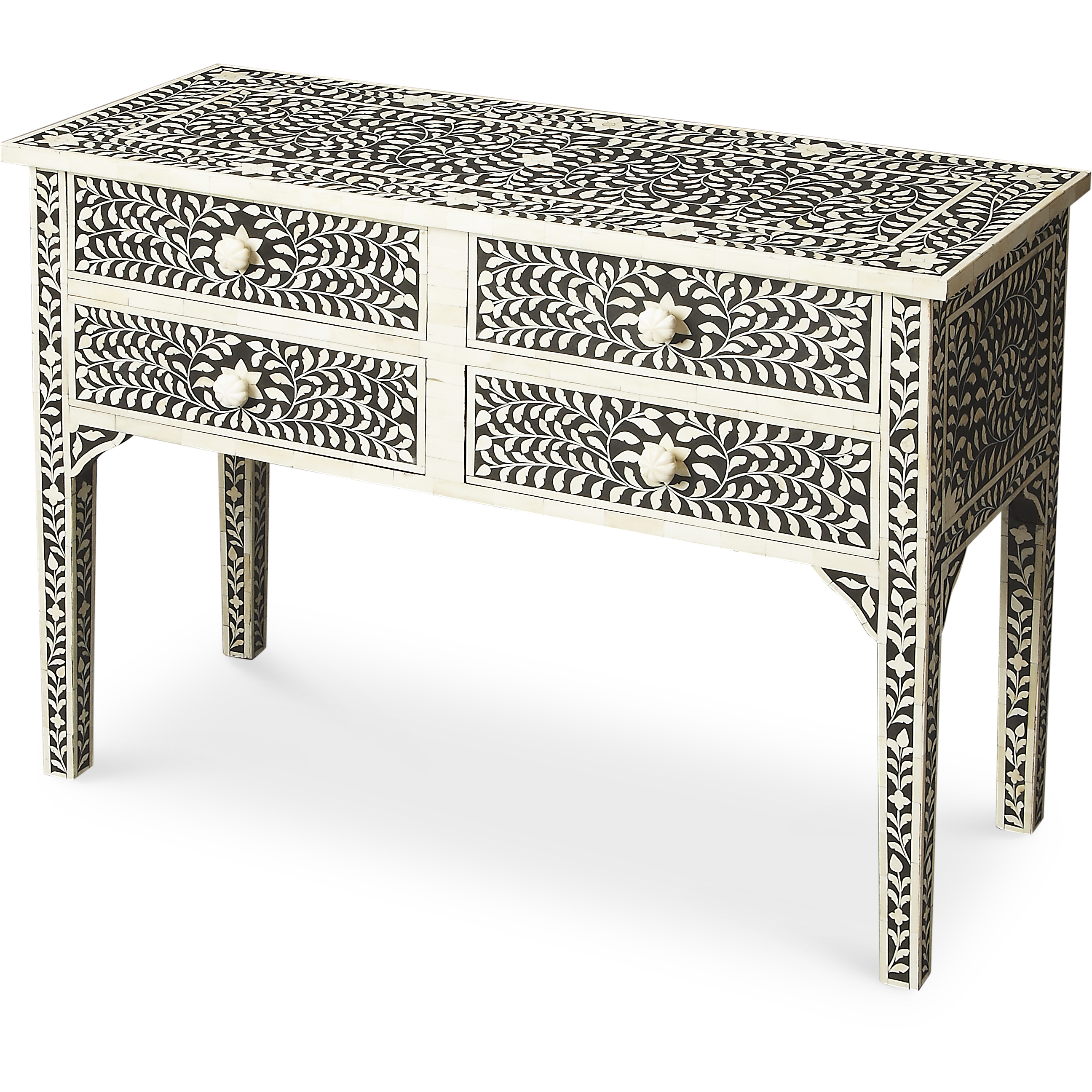Bone Inlay Vivienne Black Bone Inlay 40 X 16 inch Heritage Console/Sofa Table