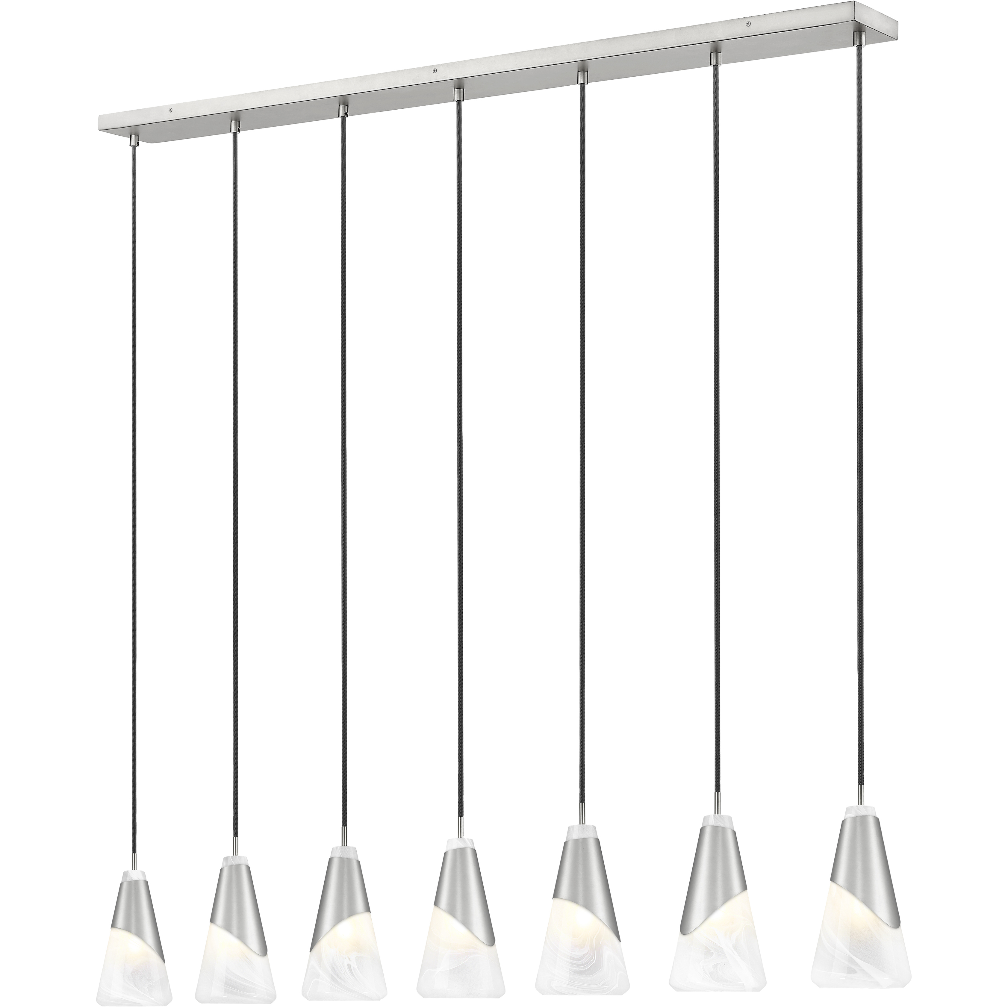Aimie Linear Chandelier Ceiling Light in Brushed Nickel