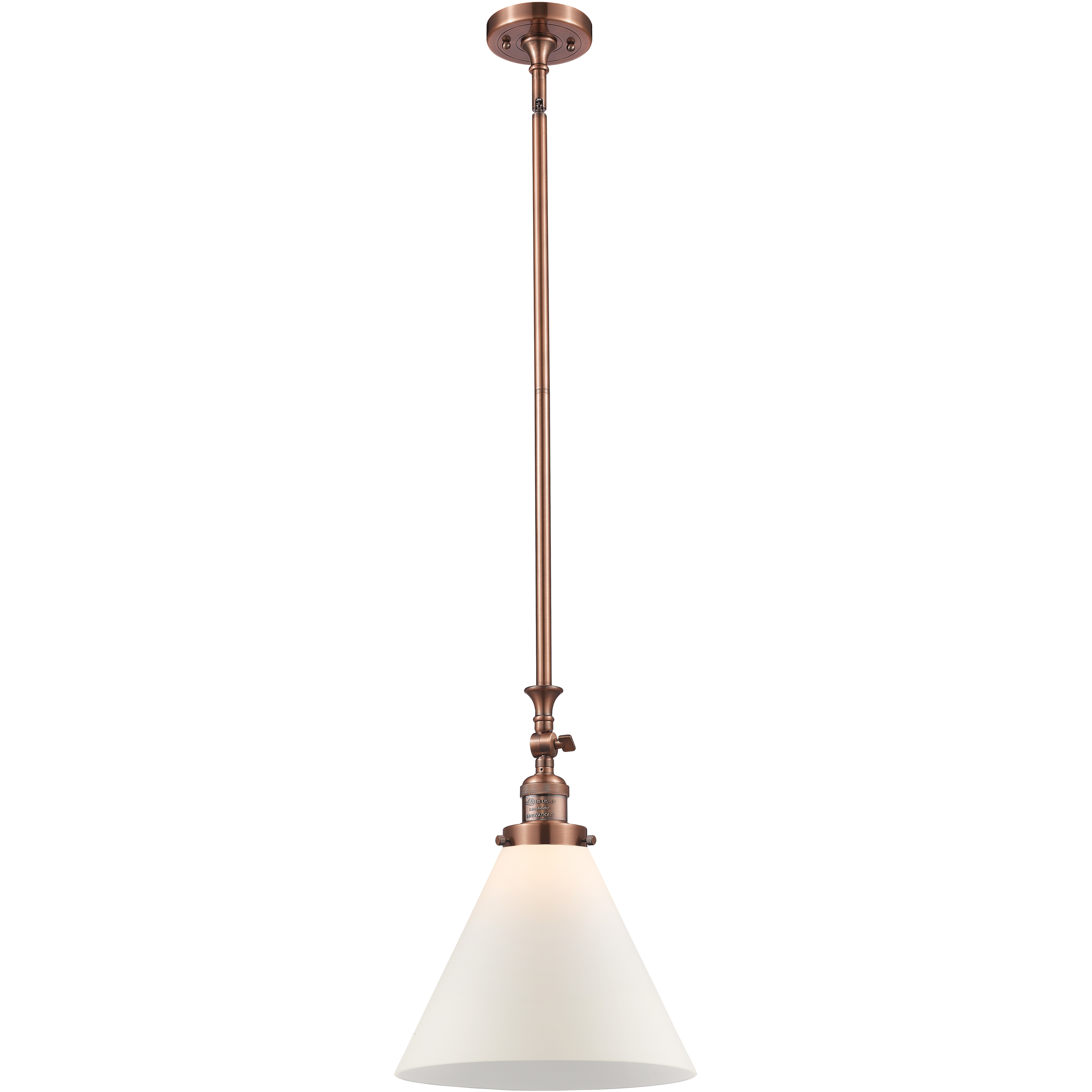 Franklin Restoration Cone LED 12 inch Antique Copper Mini Pendant Ceiling Light in Matte White, Franklin Restoration