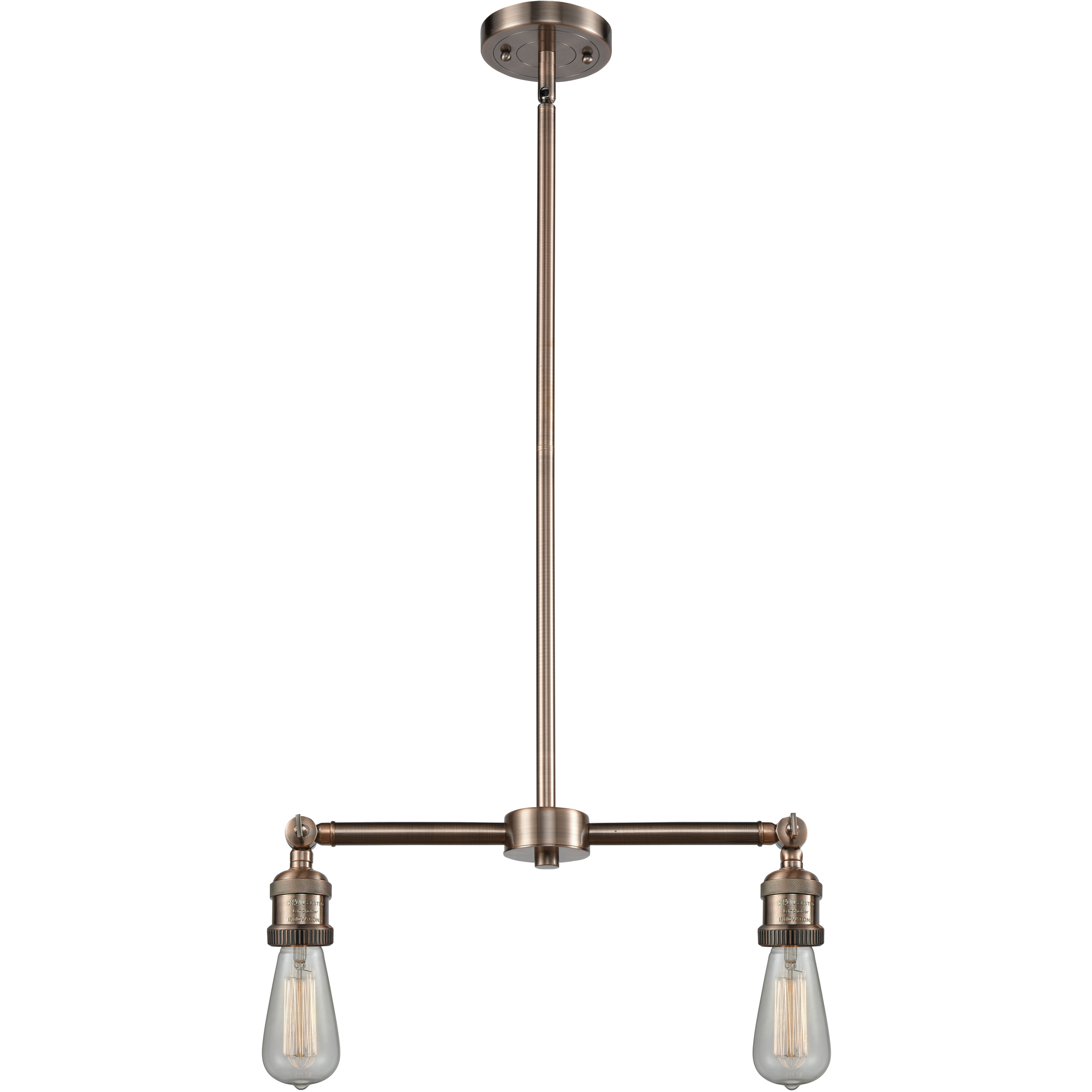Franklin Restoration Bare Bulb 2 Light 128 inch Antique Copper Island Light Ceiling Light, Franklin Restoration