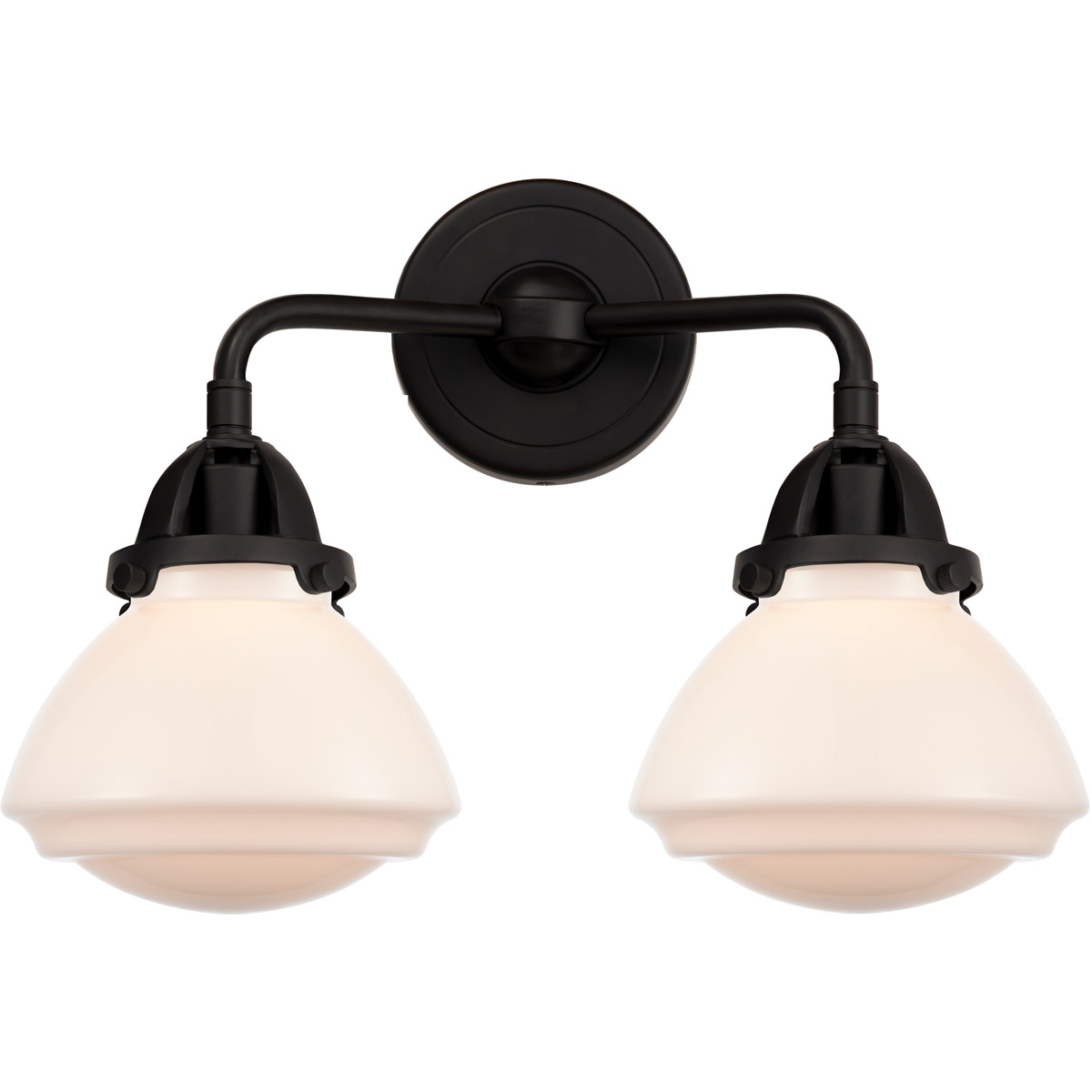 Nouveau 2 Olean LED 15 inch Matte Black Bath Vanity Light Wall Light in Matte White Glass