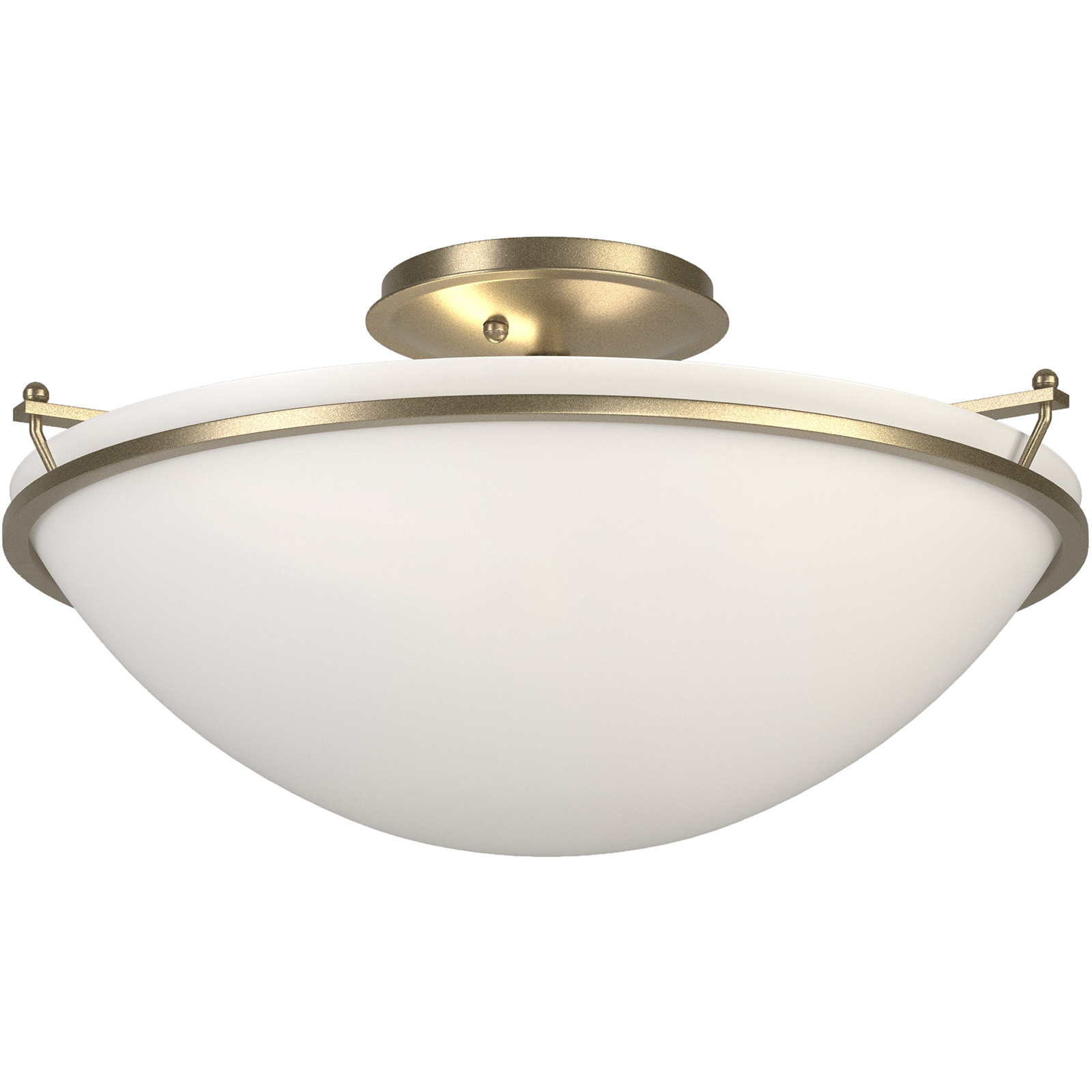 Plain 3 Light 17.2 inch Soft Gold Semi-Flush Ceiling Light in Opal, Large