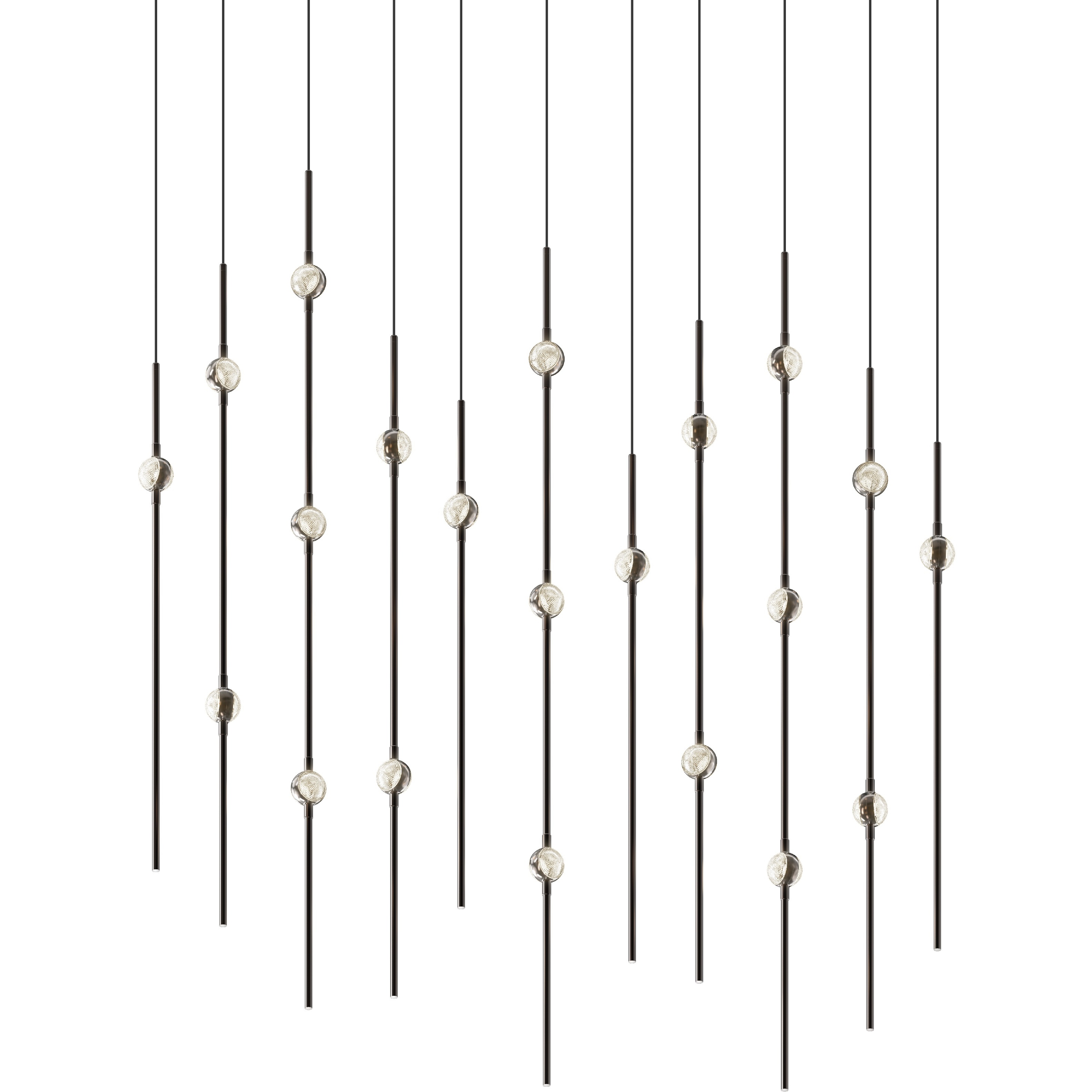 Constellation Aries LED 35.5 inch Espresso Black Pendant Ceiling Light in 3000K, Clear Faceted Acrylic, 10 FT. Cord