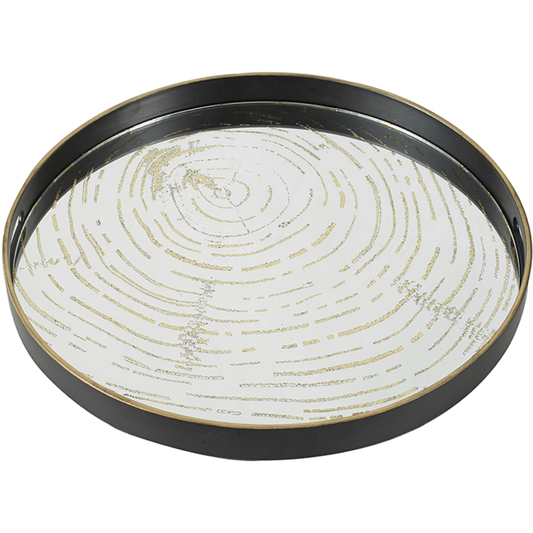 Wood Black and Gold and Mirror Tray