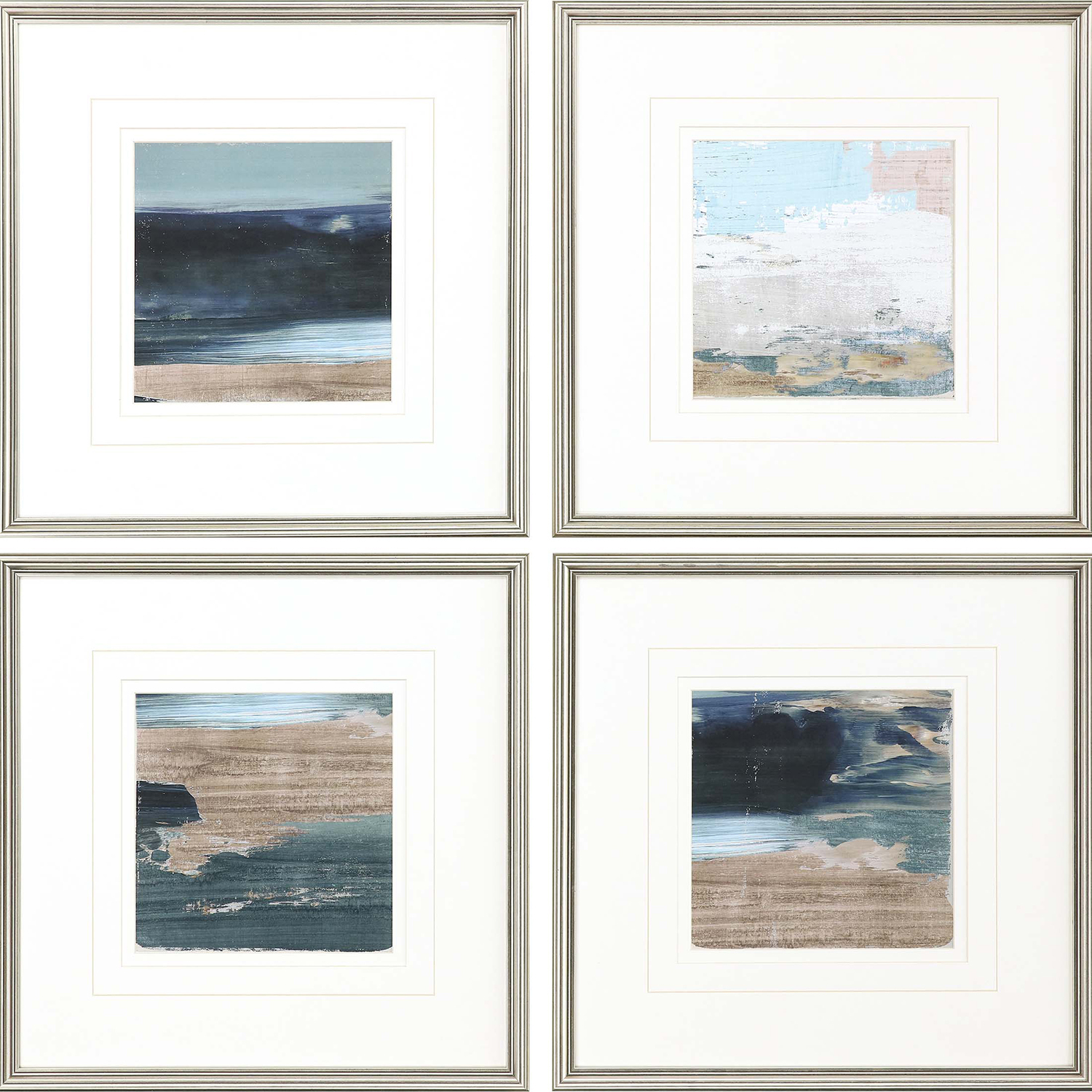 Abstract Turquoise and Blue and Brown and White Framed Art