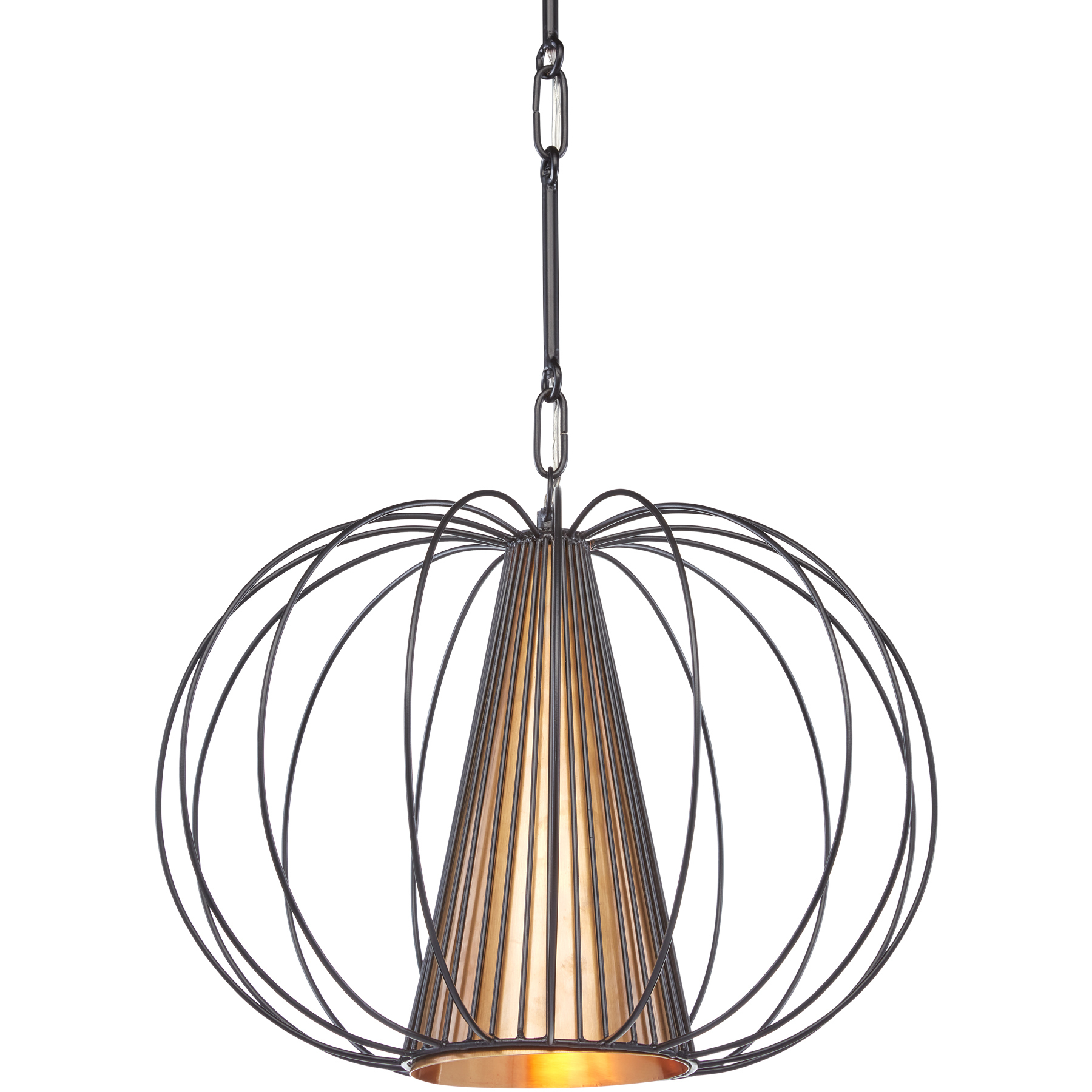 Spirograph 1 Light 17 inch Black/Vintage Brass Pendant Ceiling Light