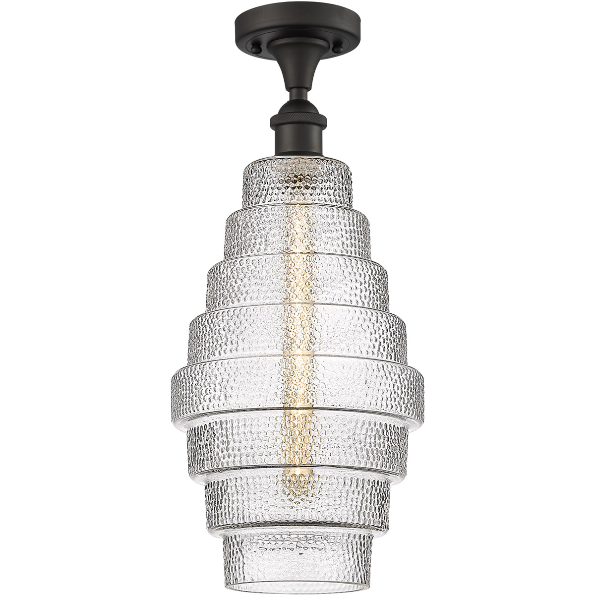 Ballston Cascade LED 8.25 inch Oil Rubbed Bronze Semi-Flush Mount Ceiling Light in Clear Glass