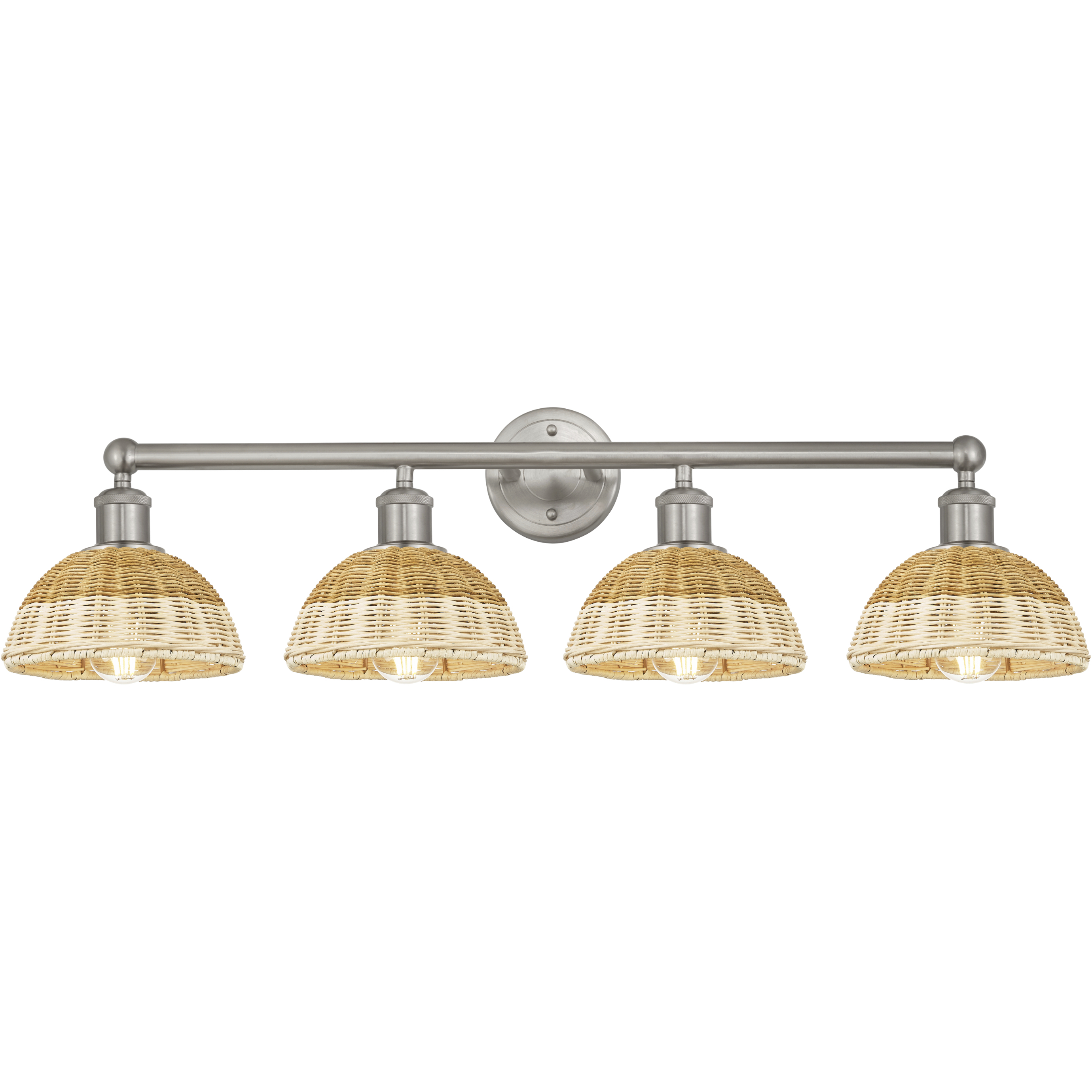 Edison Bristol Natural II 4 Light 35 inch Brushed Satin Nickel Bath Vanity Light Wall Light