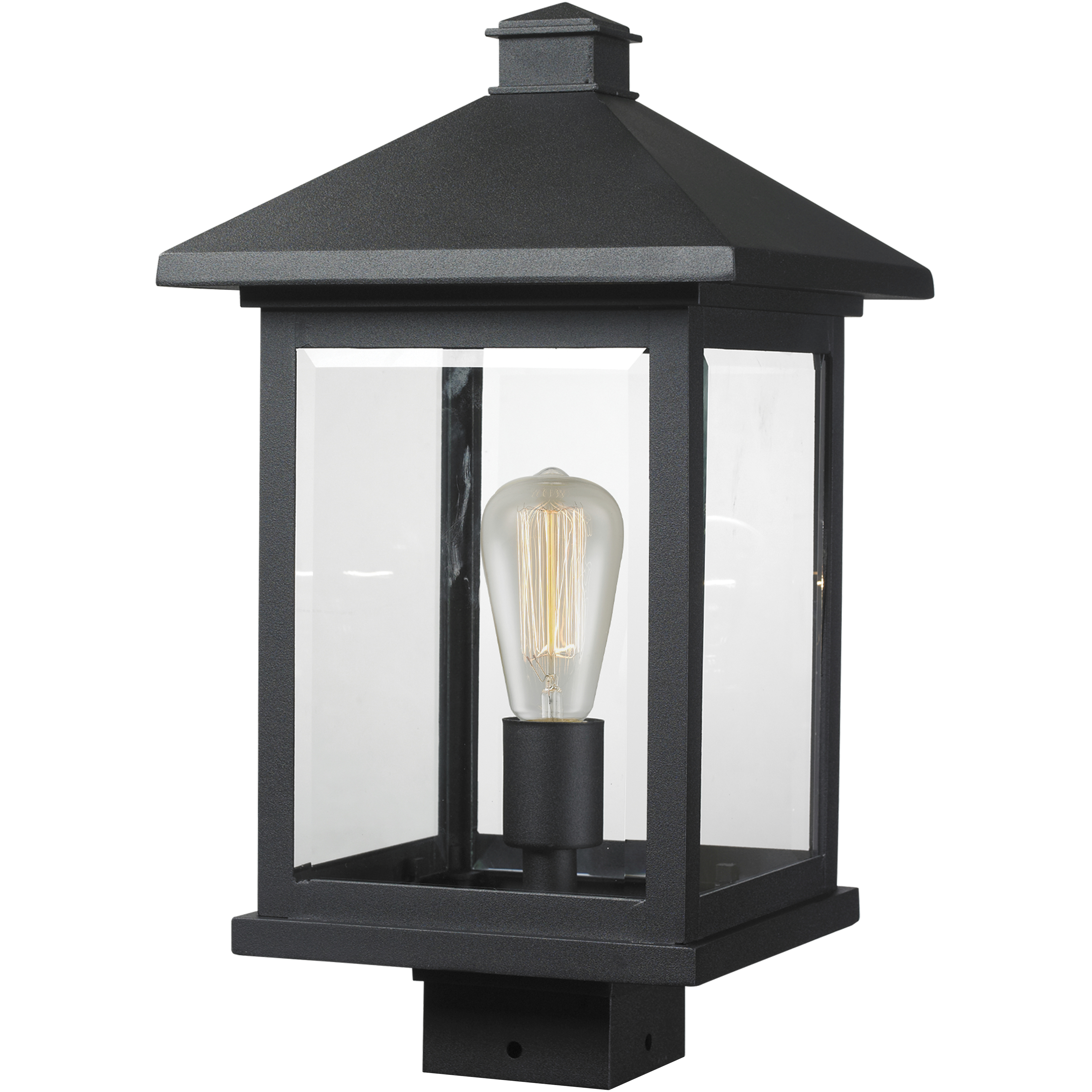 Portland 1 Light 17 inch Black Outdoor Post Mount Fixture in Clear Beveled Glass, 6.19