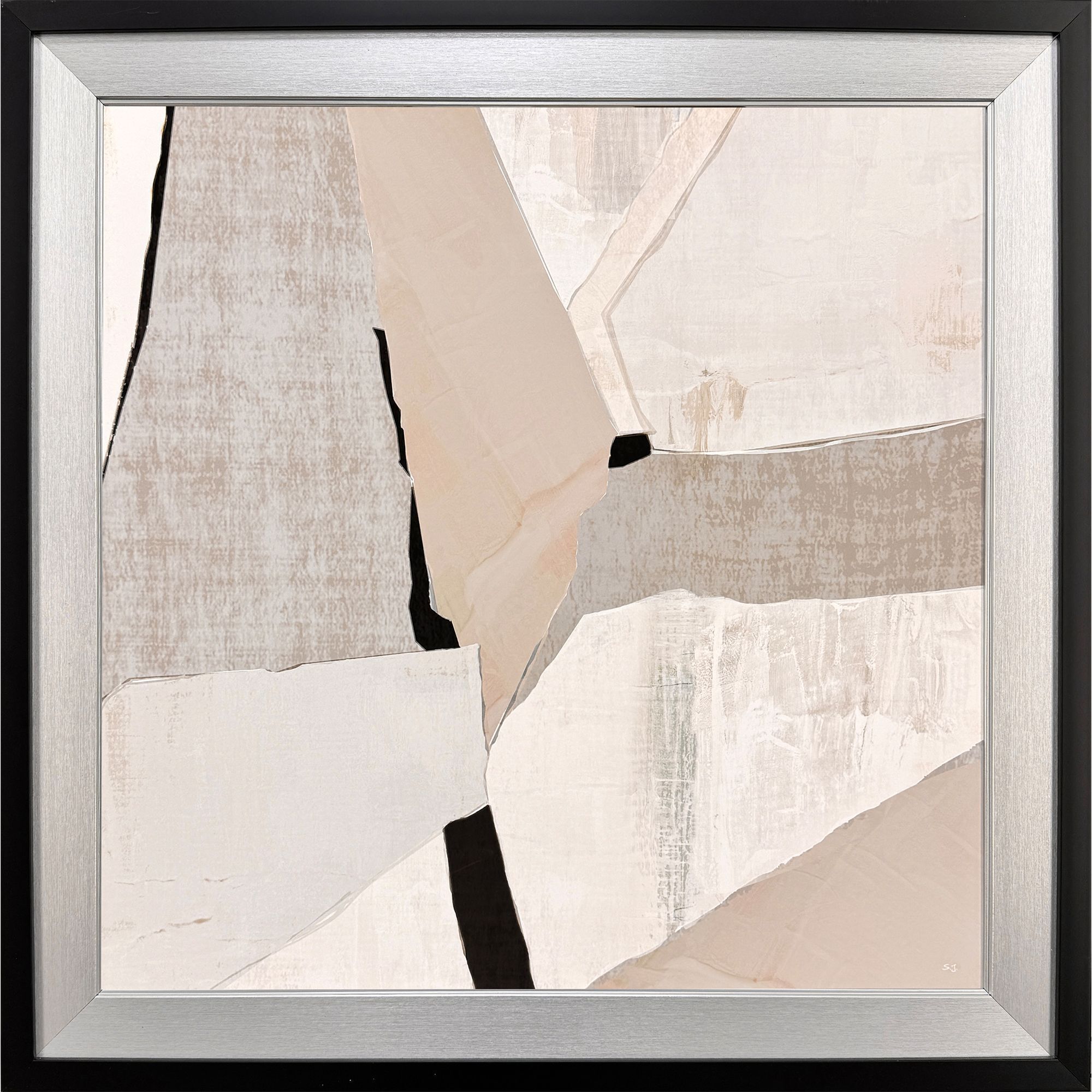 Gray Abstract White and Black and Gray and Neutral Framed Art, Propac