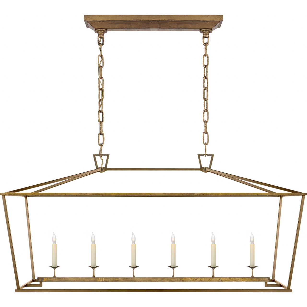 Chapman & Myers Darlana 6 Light 54 inch Gilded Iron Linear Lantern Pendant Ceiling Light, Large