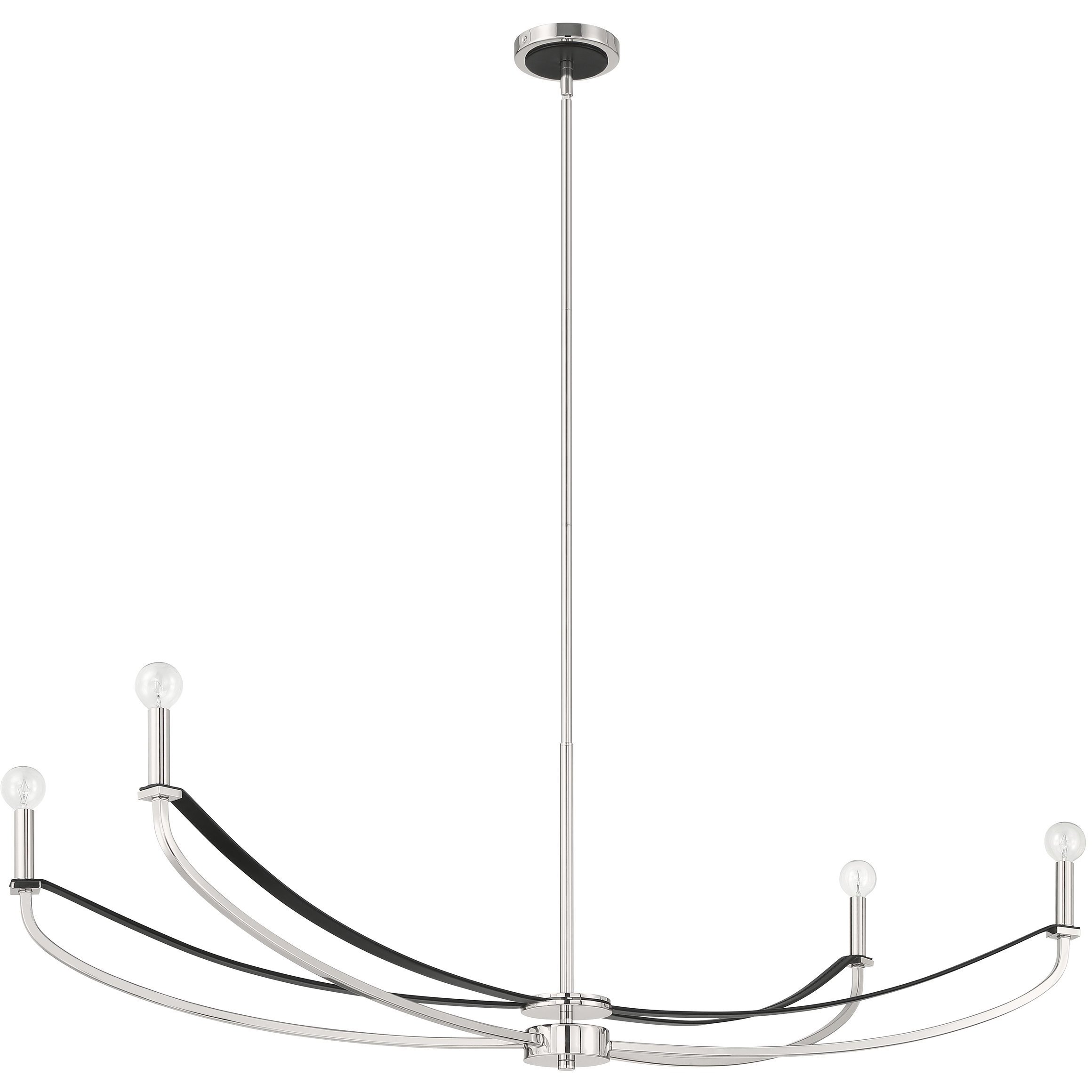 Sussex 4 Light 47.25 inch Polished Nickel and Black Linear Chandelier Ceiling Light