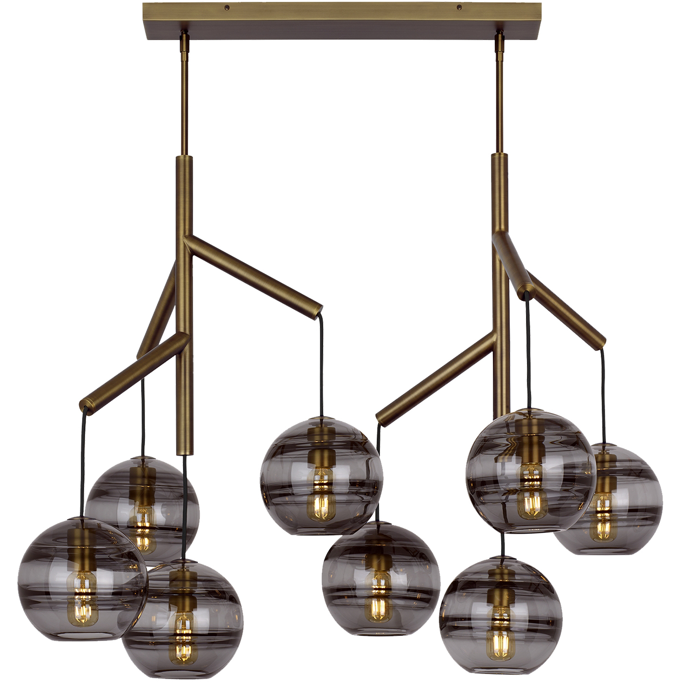 Sean Lavin Sedona 24.5 inch Aged Brass Chandelier Ceiling Light in Incandescent, Transparent Smoke Glass
