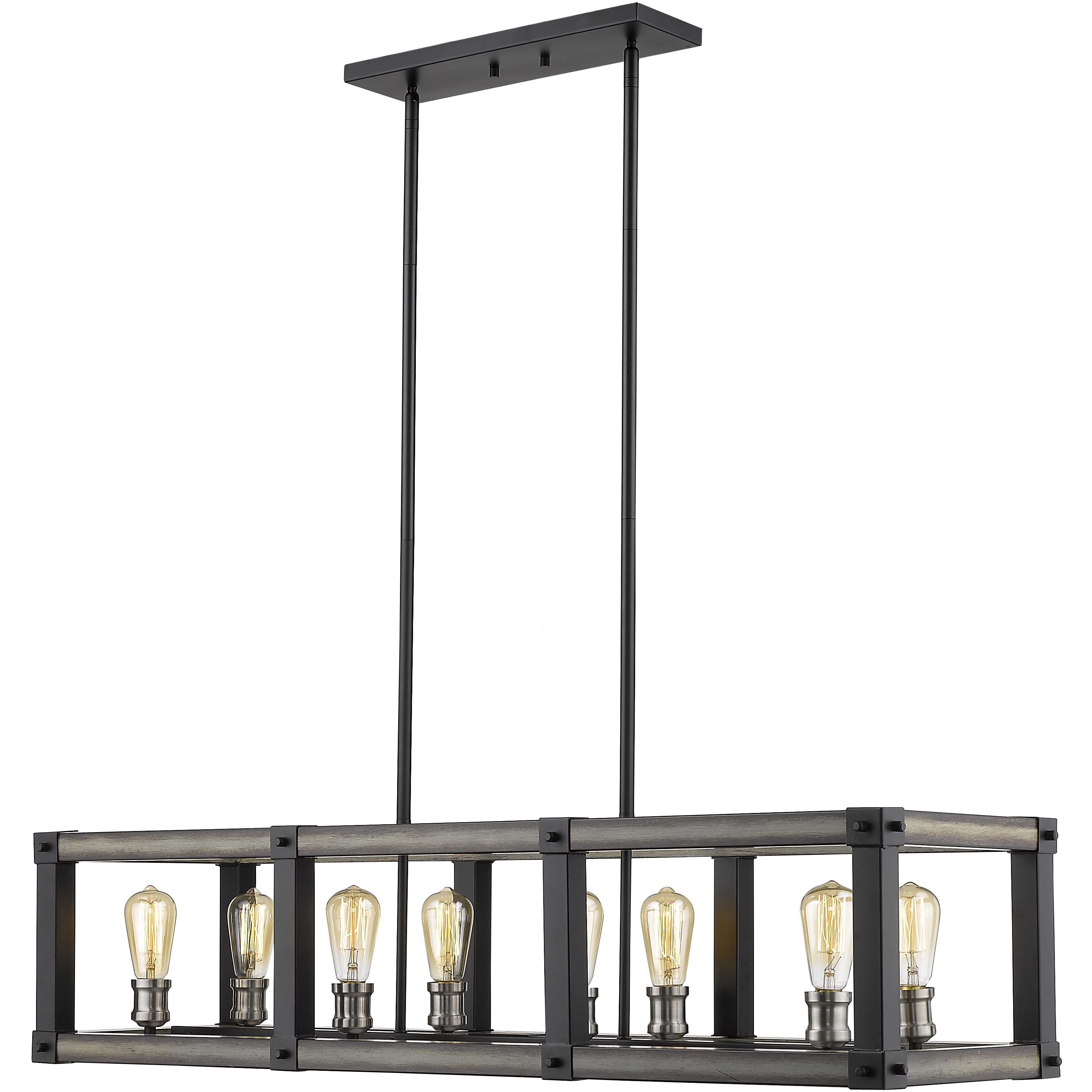 Kirkland 8 Light 44 inch Ashen Barnboard Linear Chandelier Ceiling Light