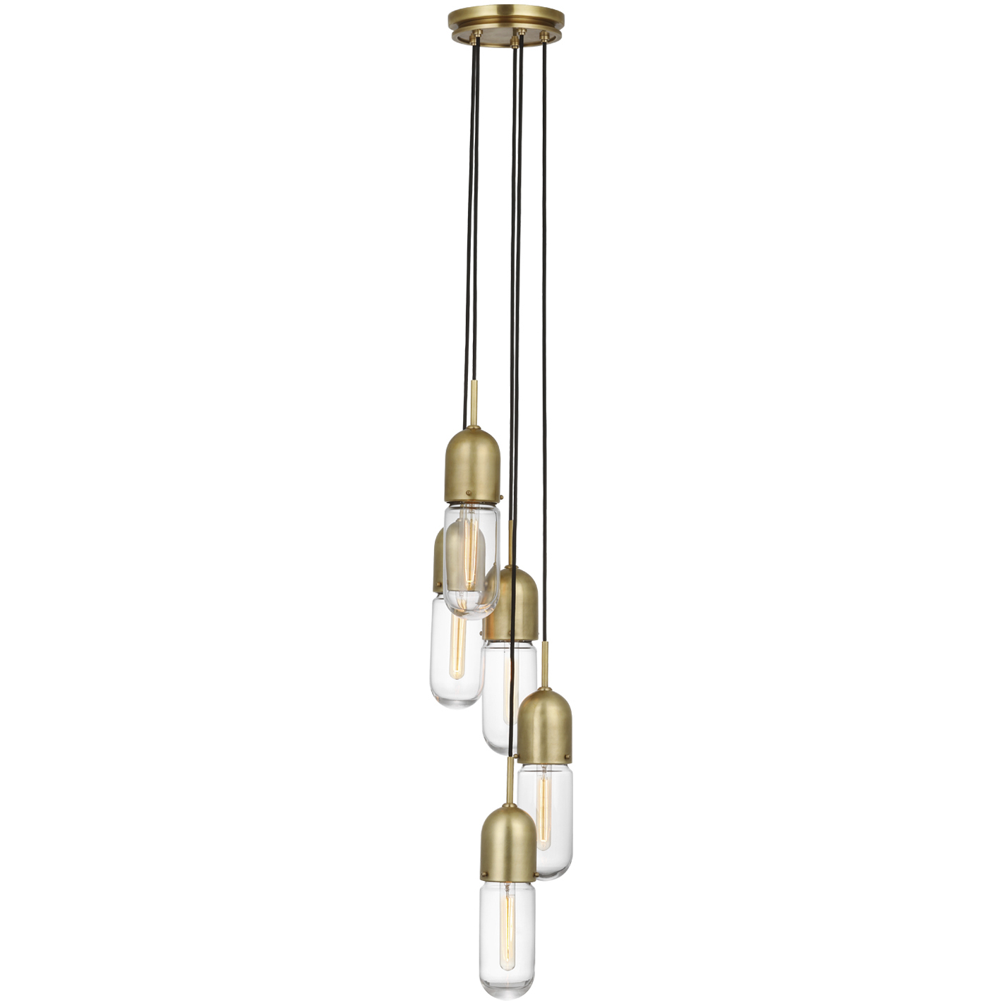 Thomas O'Brien Junio LED 9.25 inch Hand-Rubbed Antique Brass Pendant Ceiling Light in Clear Glass