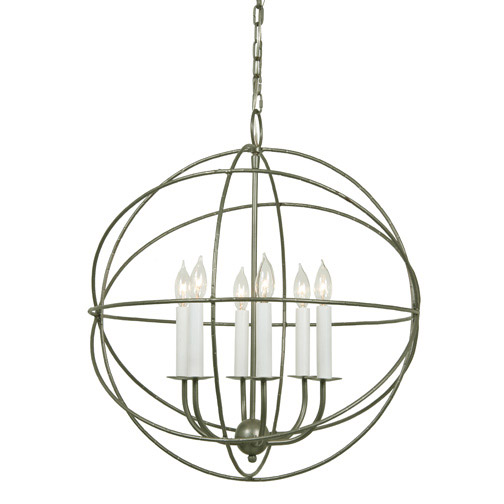 Globe 6 Light 22 inch Aged Silver Chandelier Ceiling Light