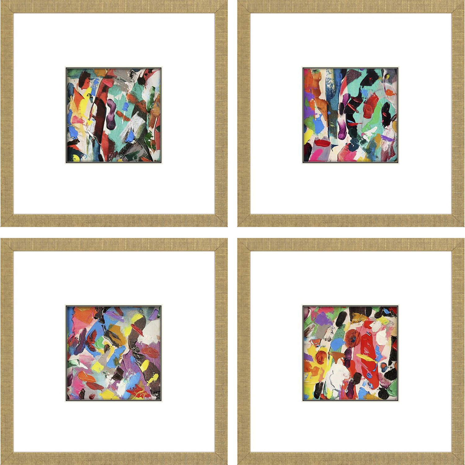 Abstract Blue and Multi and Pink and Turquoise Framed Art