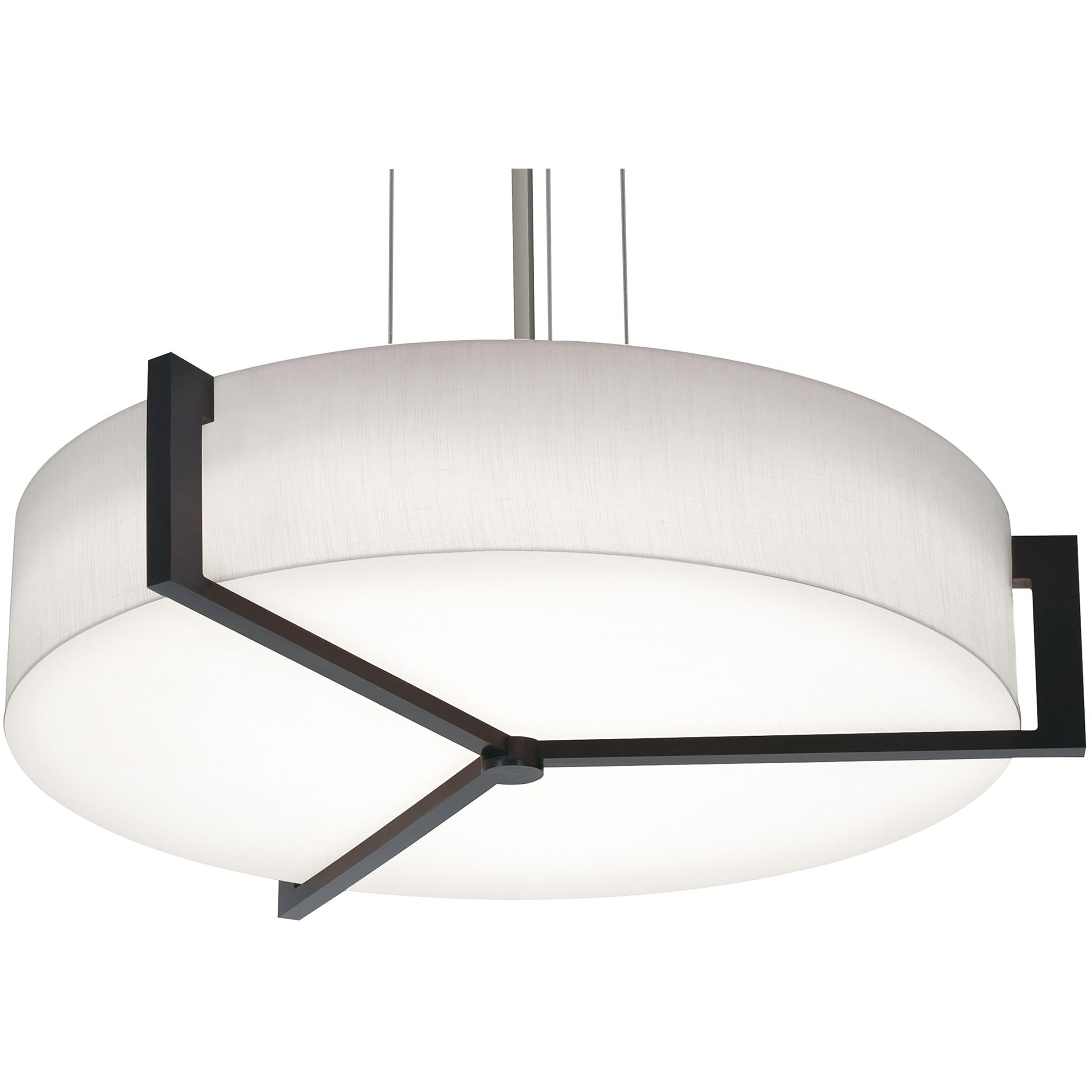 Apex LED 27.15 inch Satin Nickel Pendant Ceiling Light in Linen White and Espresso
