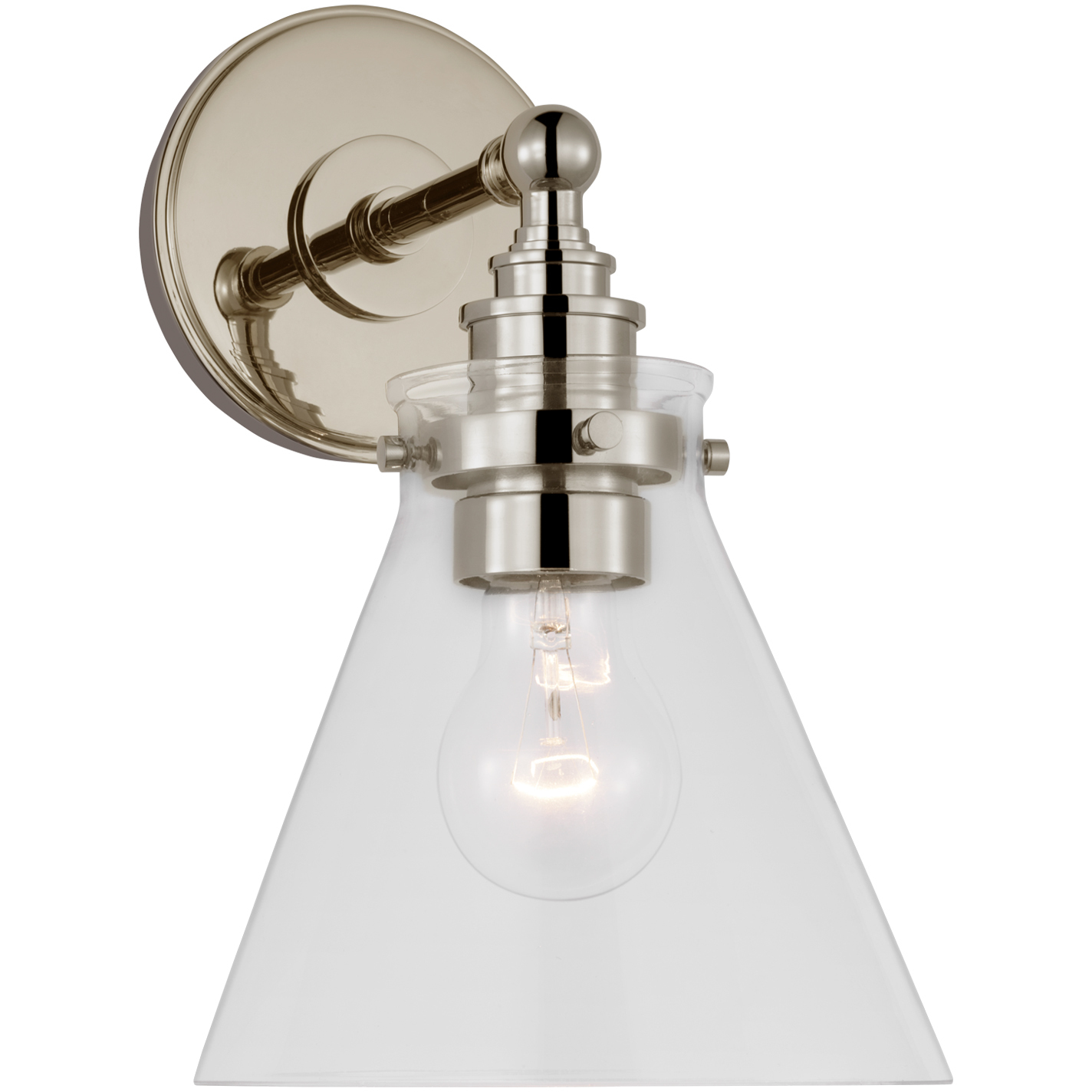 Chapman & Myers Parkington LED 7.25 inch Polished Nickel Single Bath Wall Light in Clear Glass, Small