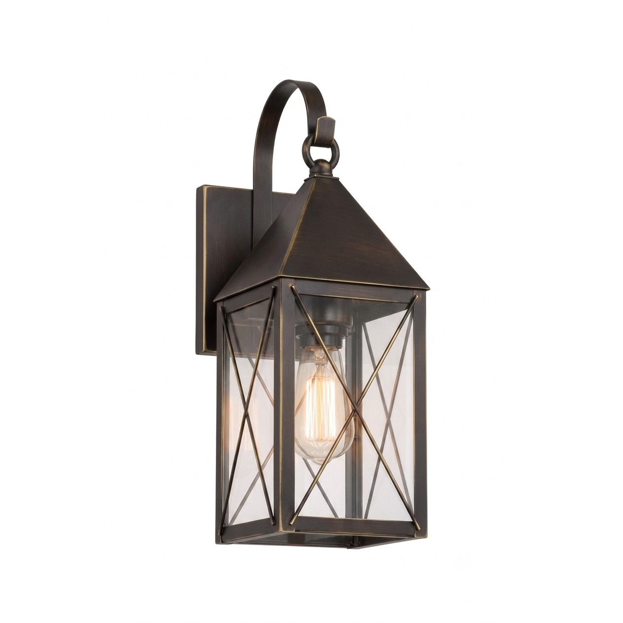 Ashford 1 Light 16.63 inch Bronze Outdoor Sconce in Clear Glass, X Wire Pattern, Brass Traditions by Innovations Lighting
