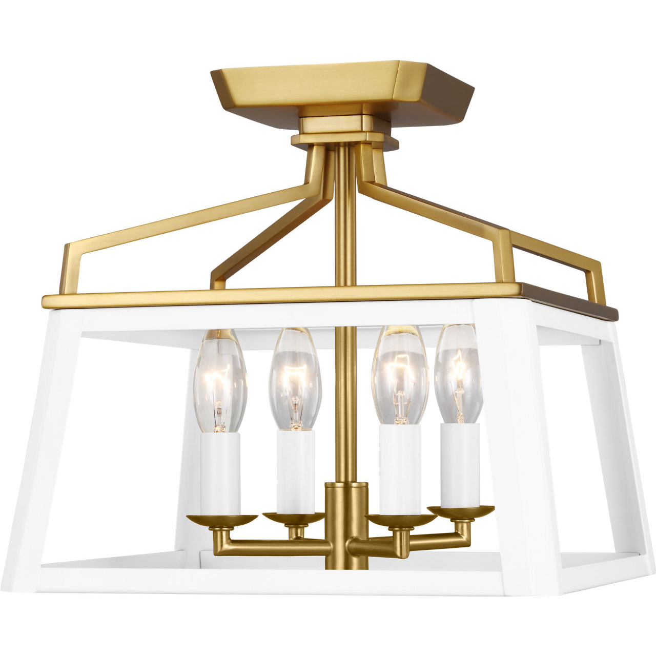 C&M by Chapman & Myers Carlow 4 Light 12 inch White Matte Flush Mount Ceiling Light in Matte White / Burnished Brass