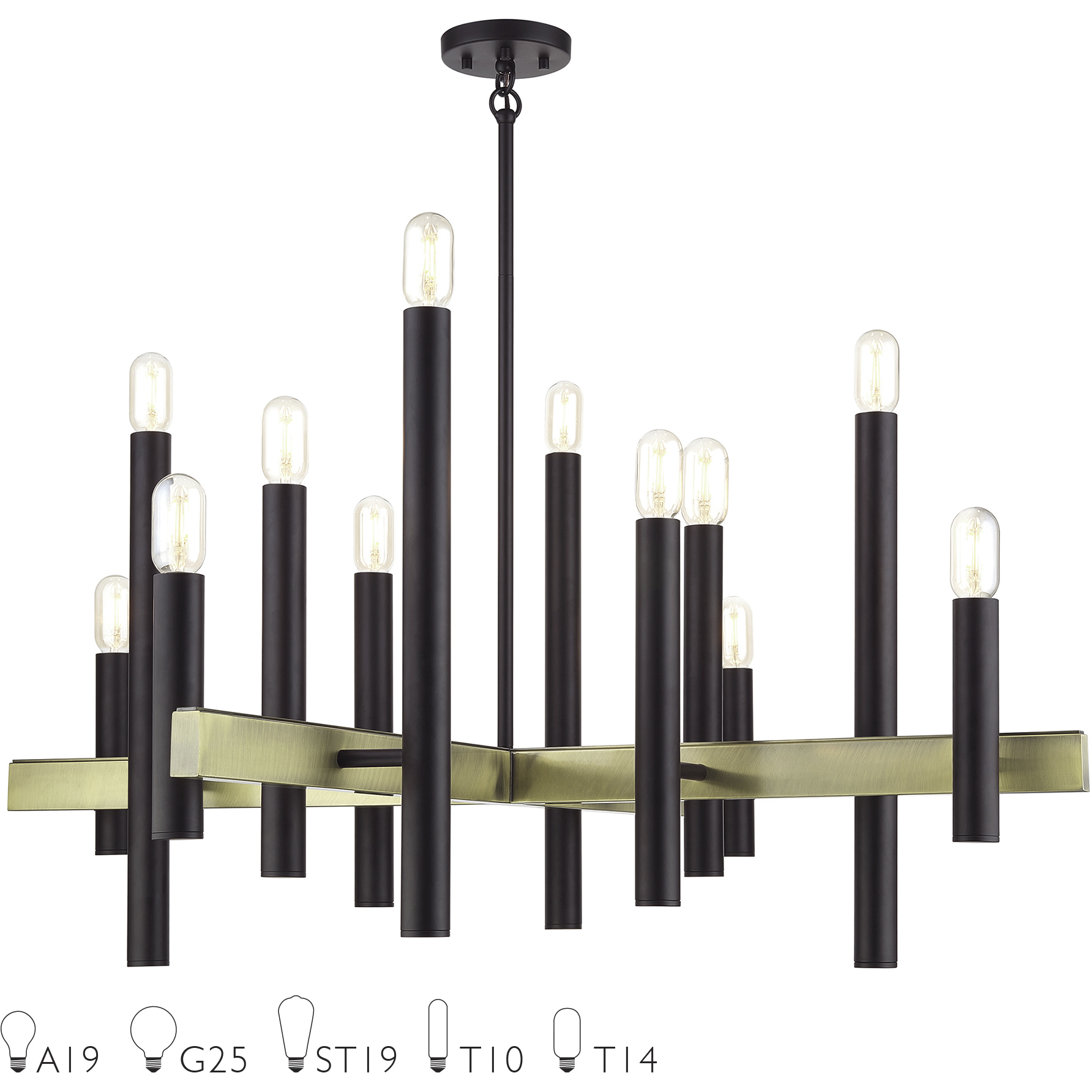 Helsinki 12 Light 44 inch Bronze with Antique Brass Accents Foyer Chandelier Ceiling Light