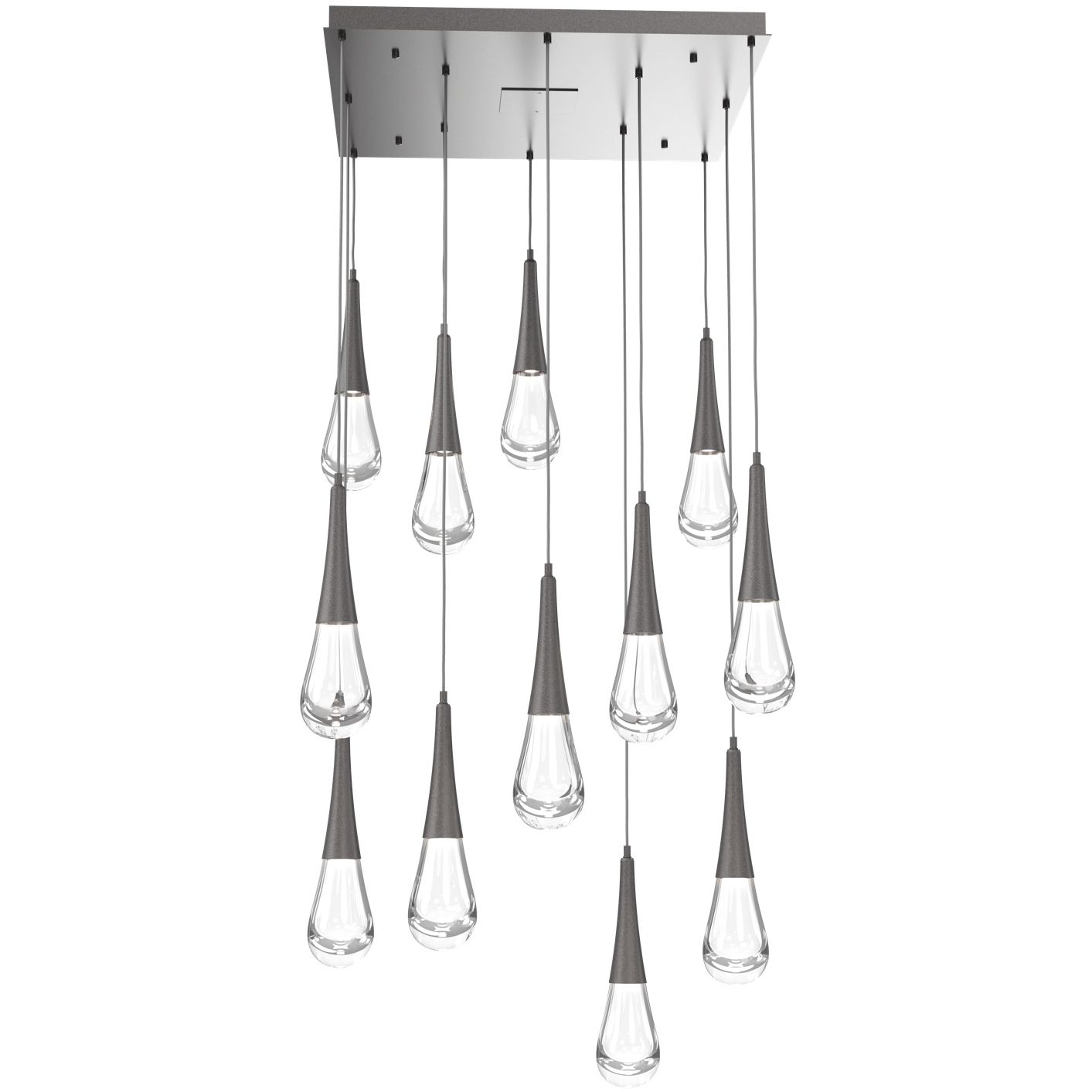 Rain Drop LED Graphite Chandelier Ceiling Light, Multi-Port