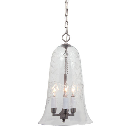 Sophia 3 Light 11 inch Pewter Bell Jar Pendant Ceiling Light in Satin Nickel