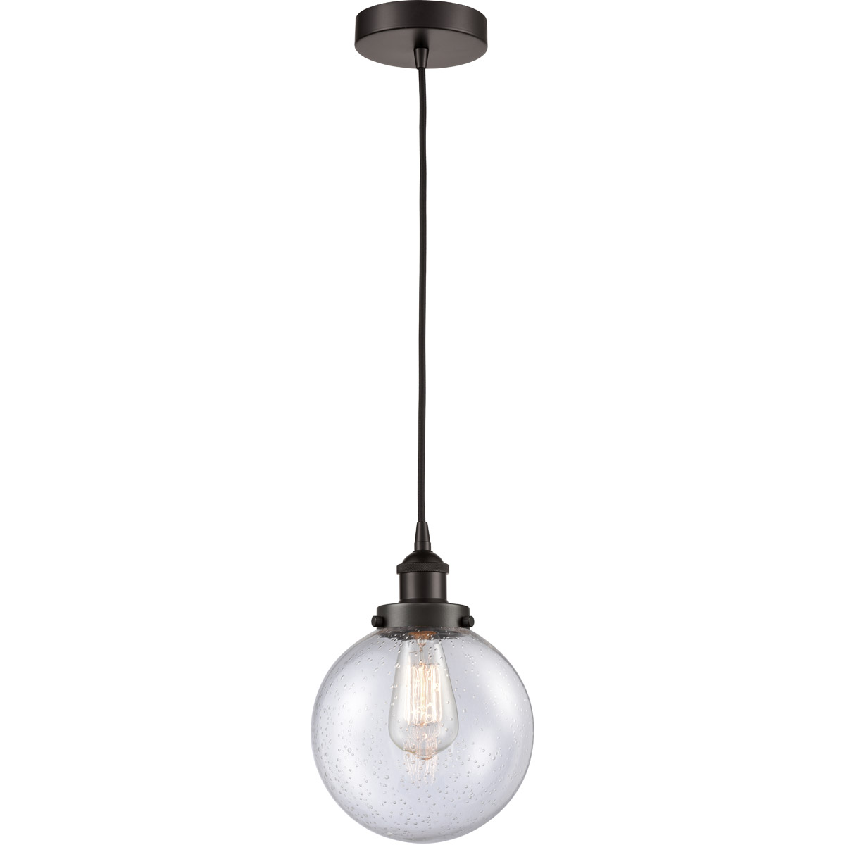 Edison Beacon LED 8 inch Oil Rubbed Bronze Mini Pendant Ceiling Light
