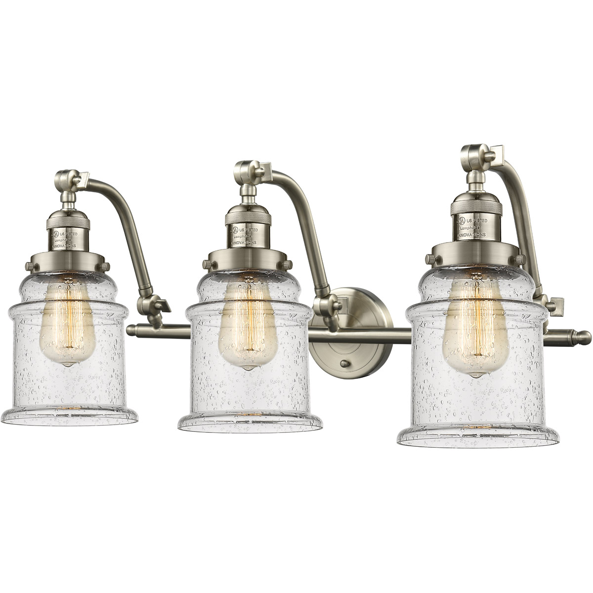 Franklin Restoration Canton LED 28 inch Brushed Satin Nickel Bath Vanity Light Wall Light in Seedy Glass, Franklin Restoration