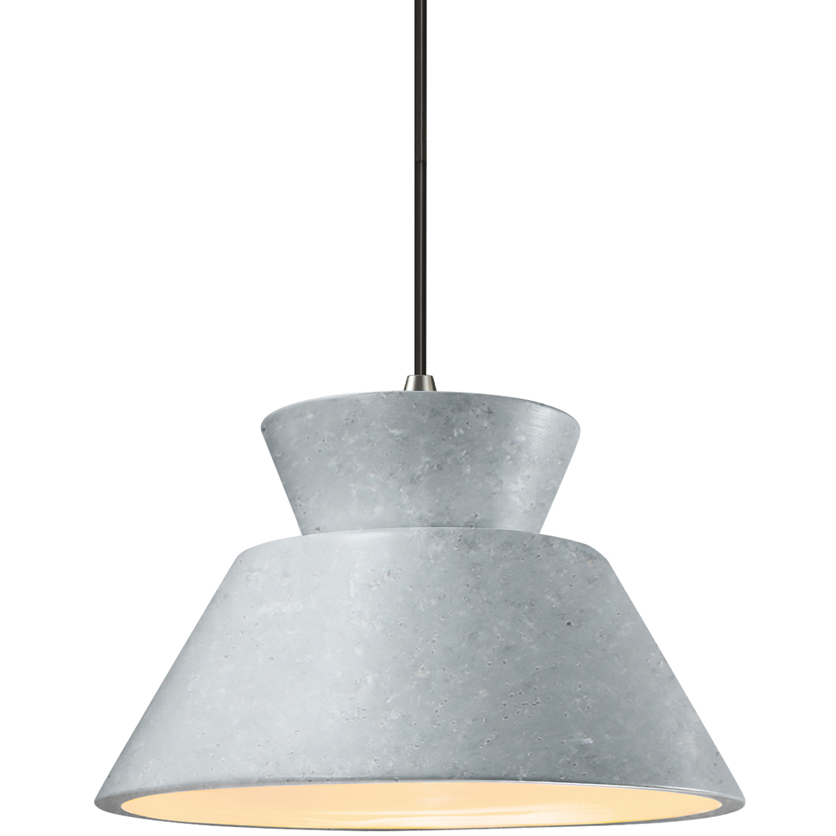Radiance Collection - Trapezoid 1 Light 11 inch Polished Chrome and Concrete and Black Pendant Ceiling Light in Replaceable Bulb, Form+Finish+Function