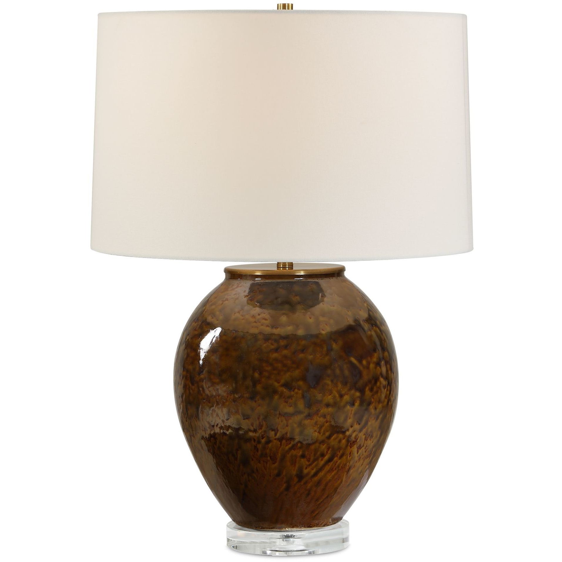 Rye 25.75 inch 150 watt Rust Brown and Mottled Green and Plated Brass and Clear Crystal Table Lamp Portable Light