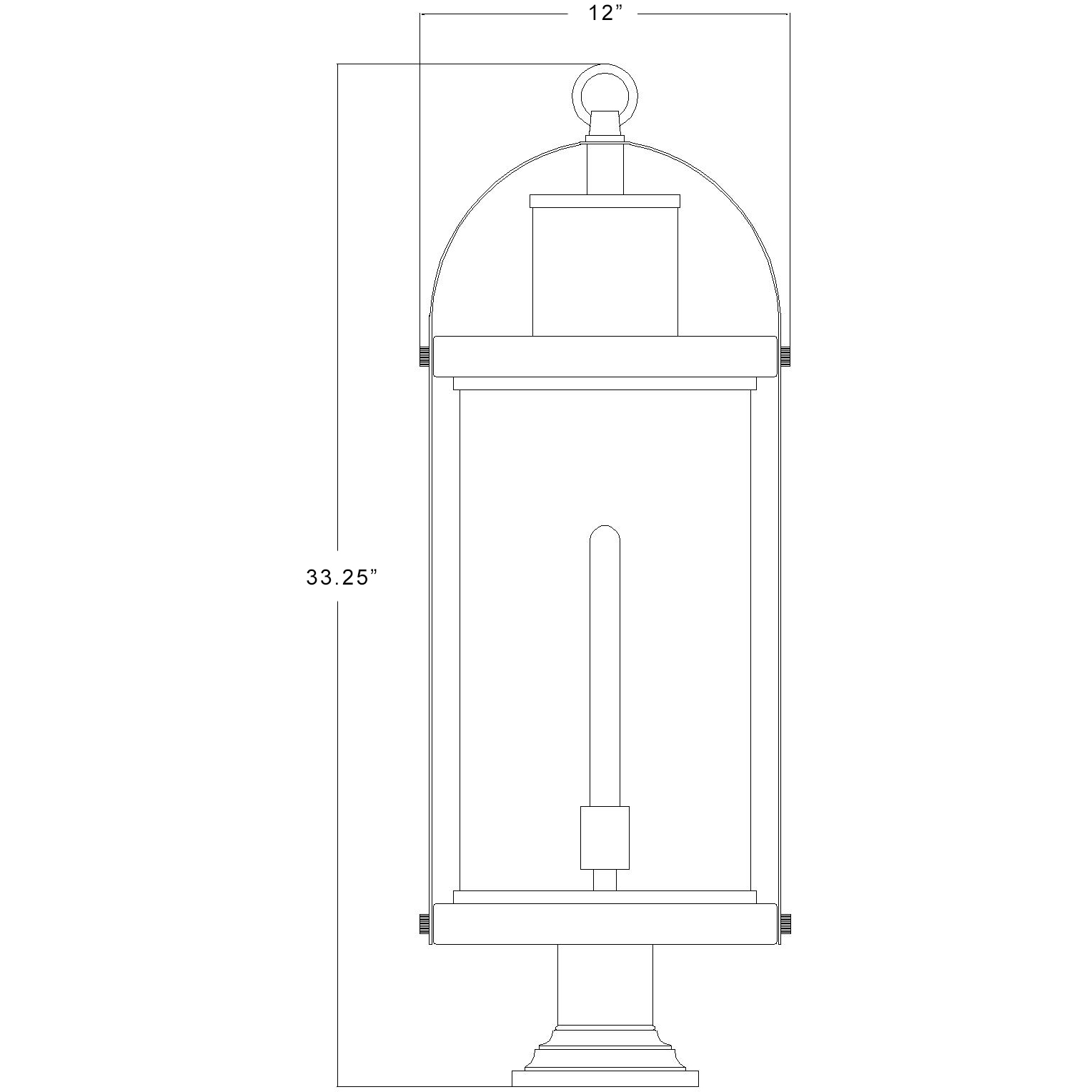Roundhouse 1 Light 33.25 inch Black Outdoor Pier Mounted Fixture