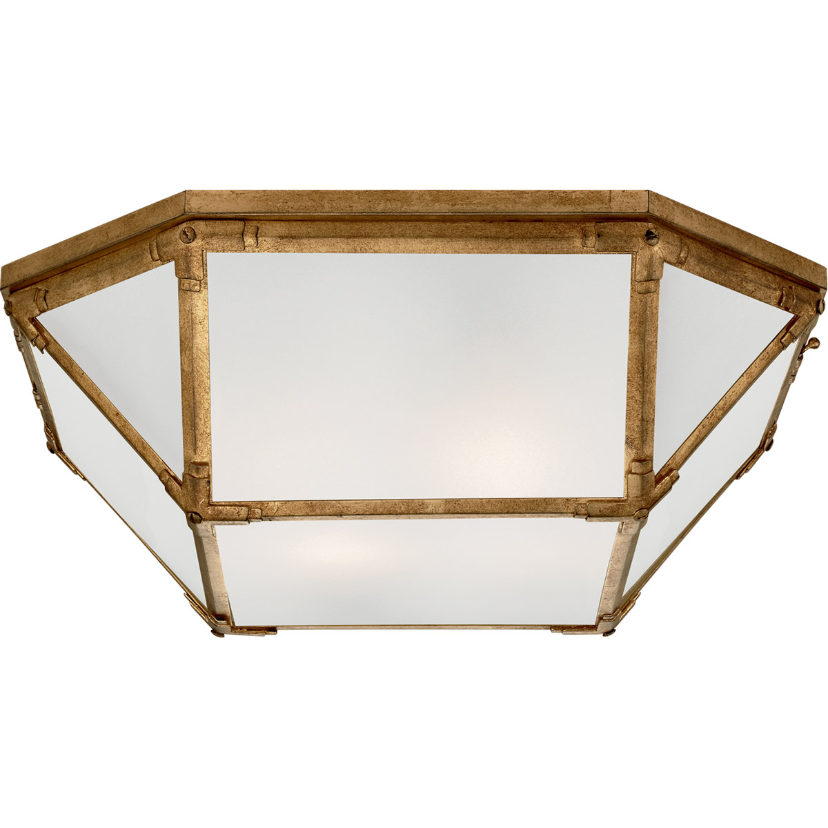 Suzanne Kasler Morris 4 Light 20 inch Gilded Iron Flush Mount Ceiling Light Frosted Glass Large