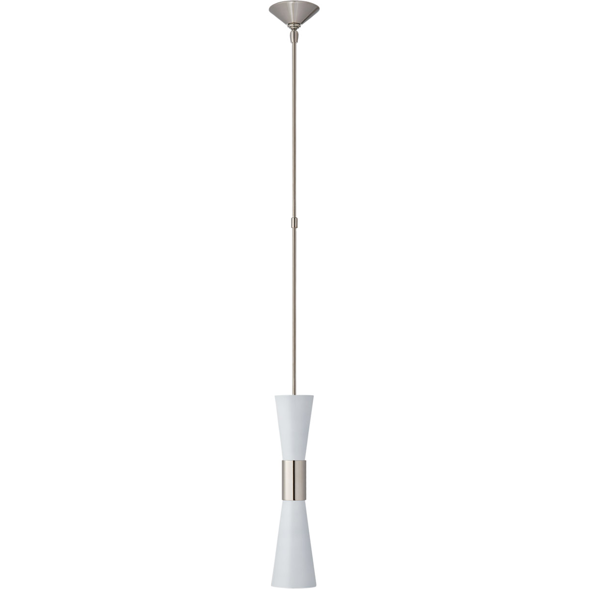 AERIN Clarkson 2 Light 4.75 inch Polished Nickel Narrow Pendant Ceiling Light in White, Polished Nickel and White, Medium