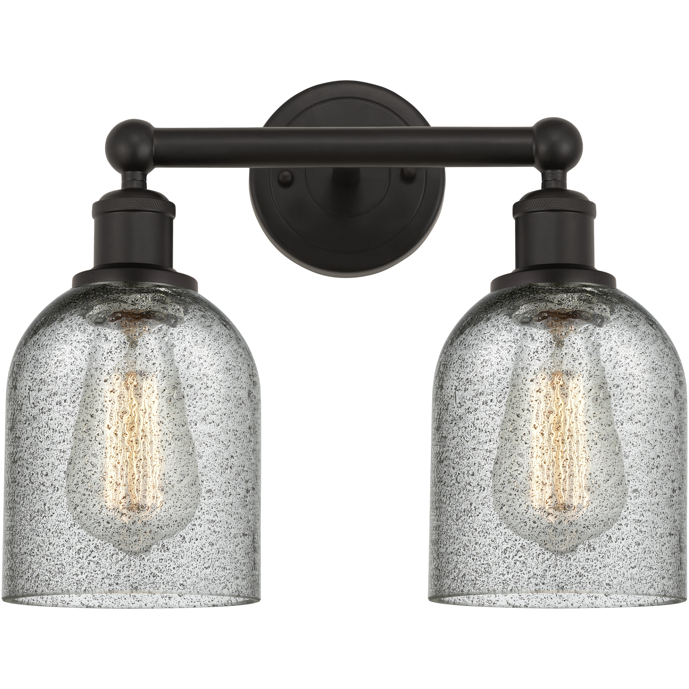 Edison Caledonia 2 Light 14 inch Oil Rubbed Bronze Bath Vanity Light Wall Light in Charcoal Glass