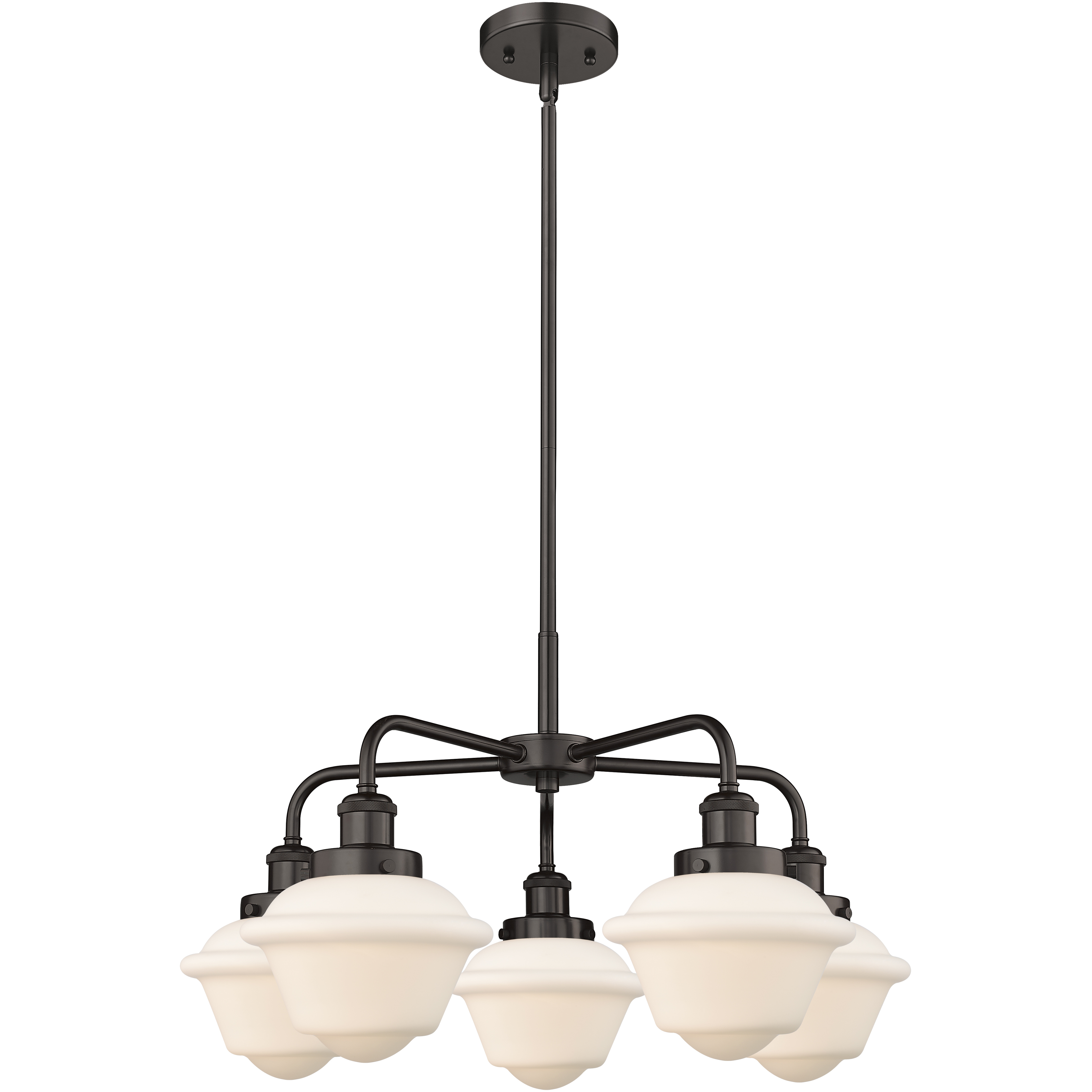 Oxford 5 Light 24.5 inch Oil Rubbed Bronze Chandelier Ceiling Light in Matte White Glass
