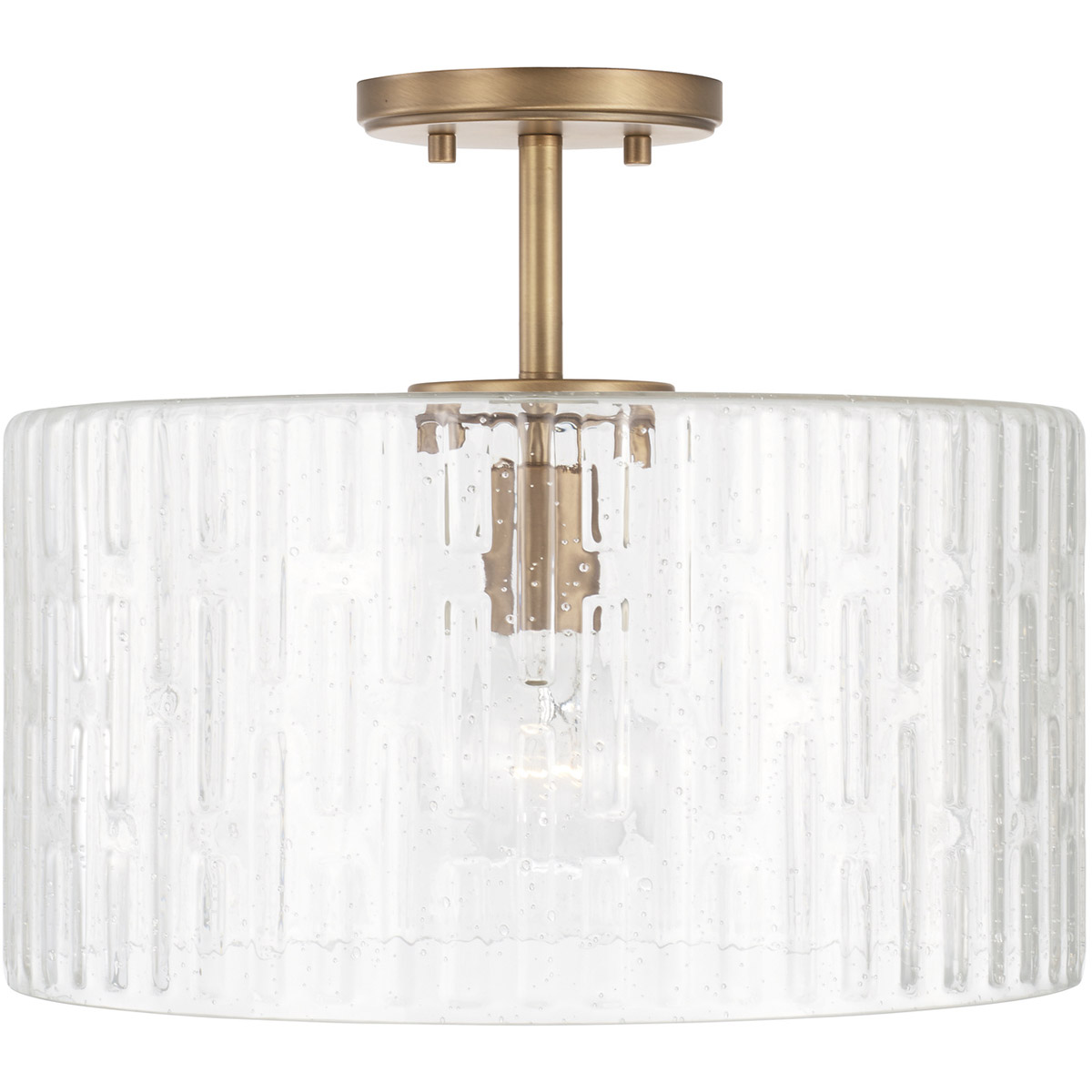 Capital Lighting Emerson 1 Light 15 inch Aged Brass Semi-Flush Mount Ceiling Light, Convertible Dual Mount 241311AD - Open Box