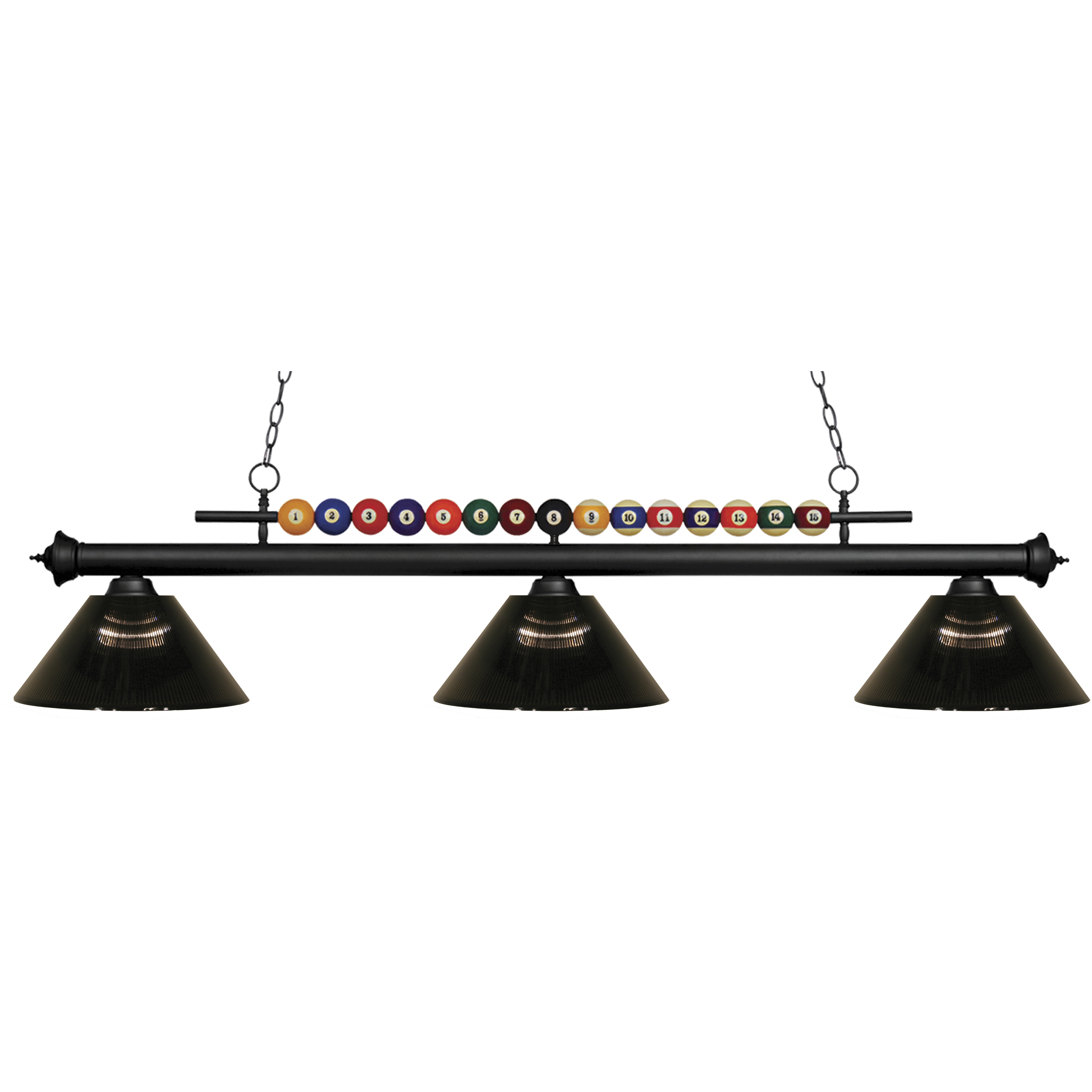 Shark 3 Light 58 inch Matte Black Billiard Ceiling Light in Smoke Acrylic