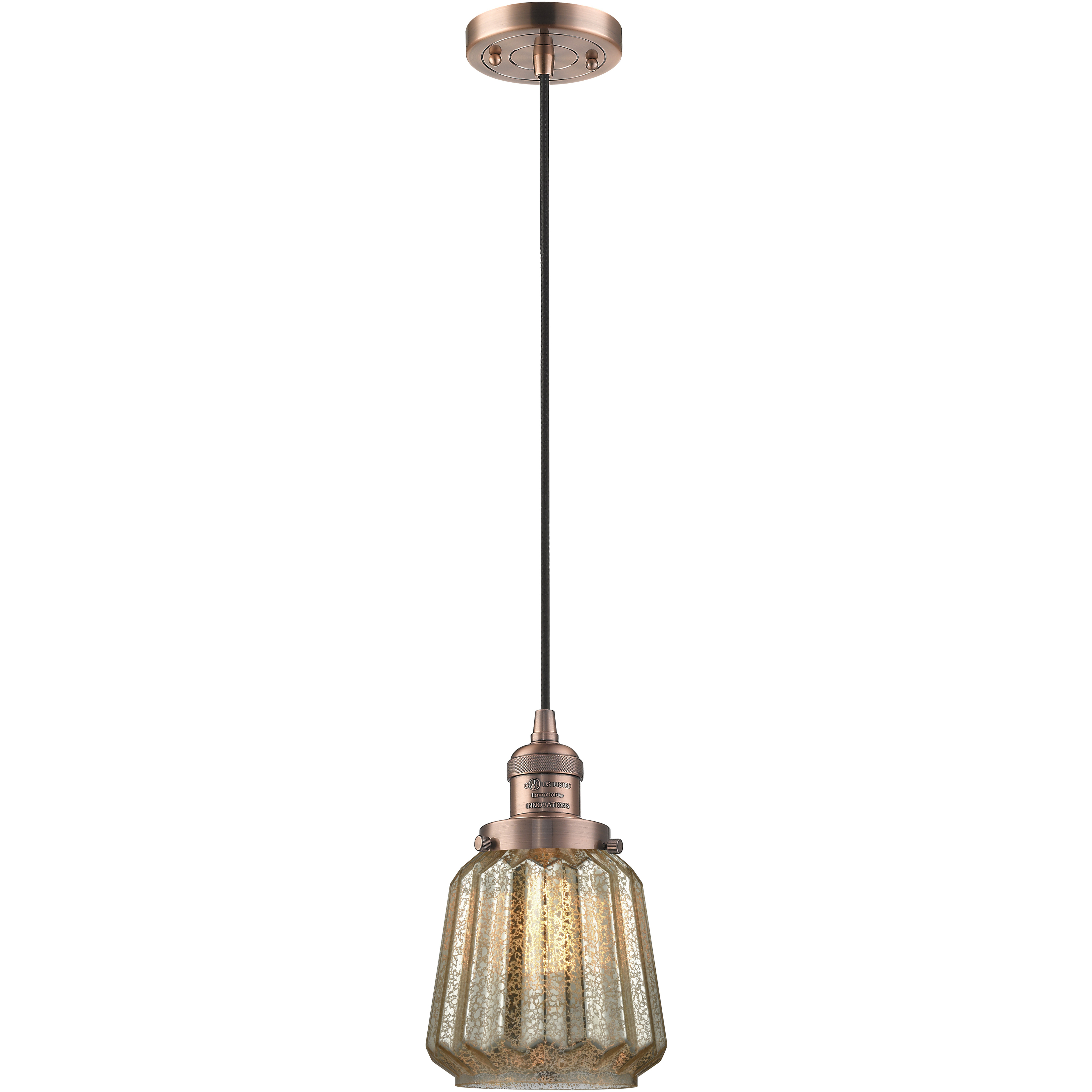 Franklin Restoration Chatham LED 6 inch Antique Copper Mini Pendant Ceiling Light in Mercury, Franklin Restoration