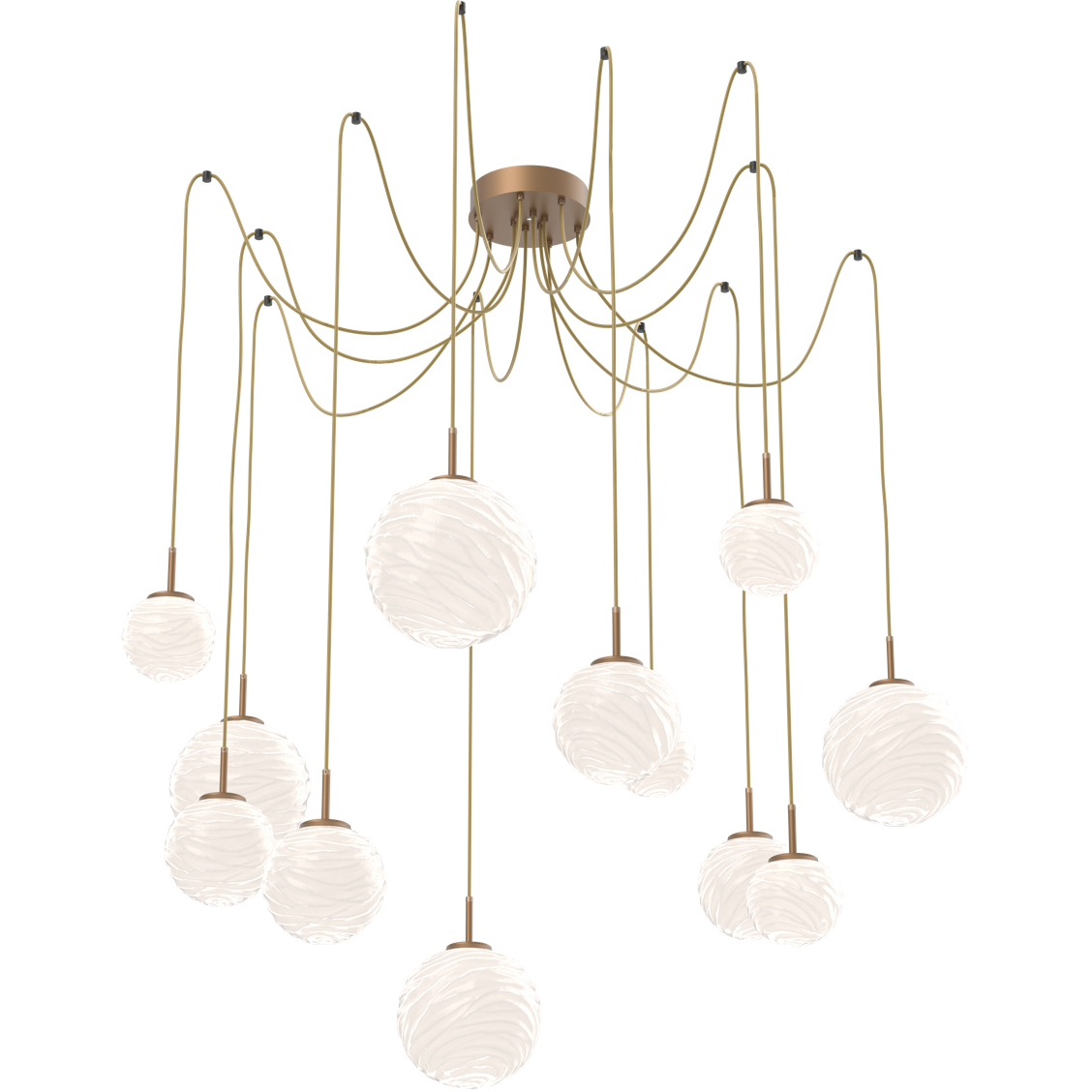 Gaia LED 19.4 inch Novel Brass Swag Multi-Pendant Ceiling Light in 3000K LED, Opal White