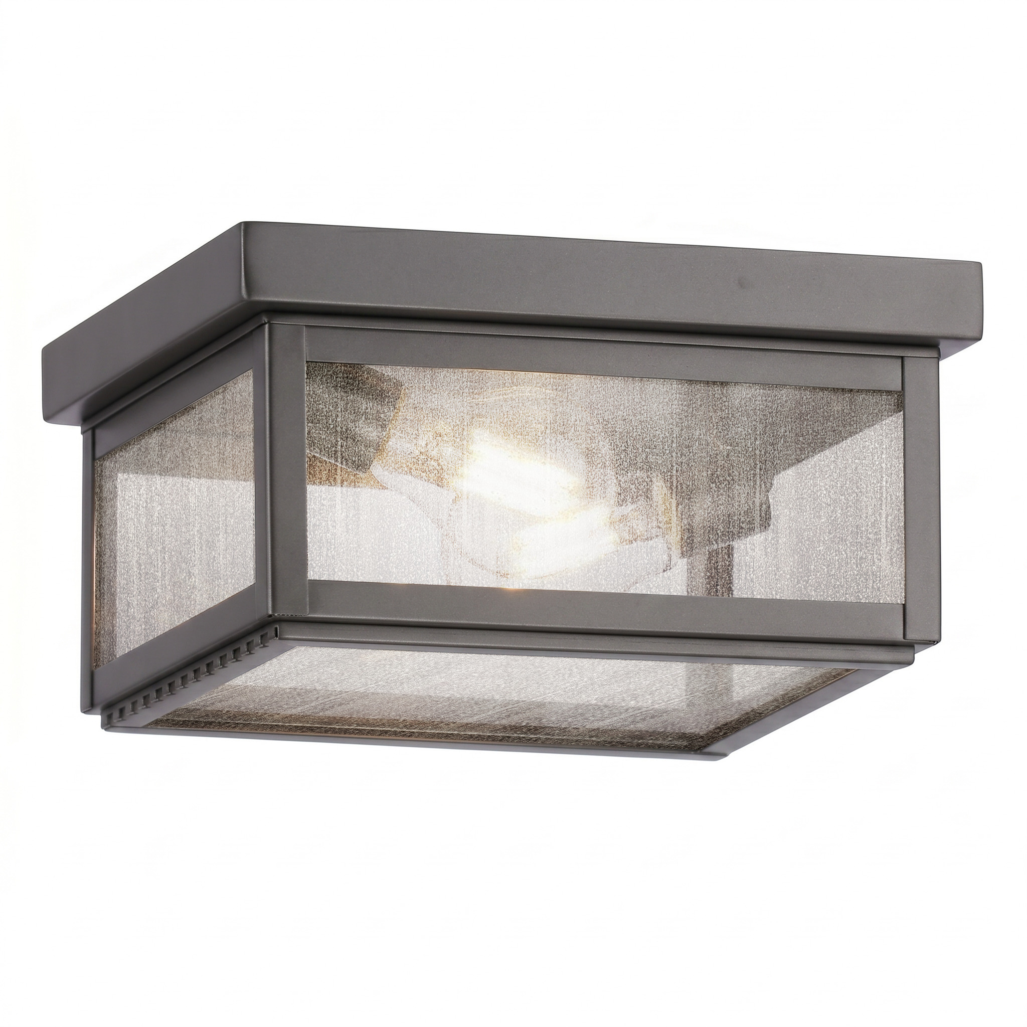 Branford 2 Light 10.25 inch Gunmetal Outdoor Semi Flush in Seedy Glass, Brass Traditions by Innovations Lighting