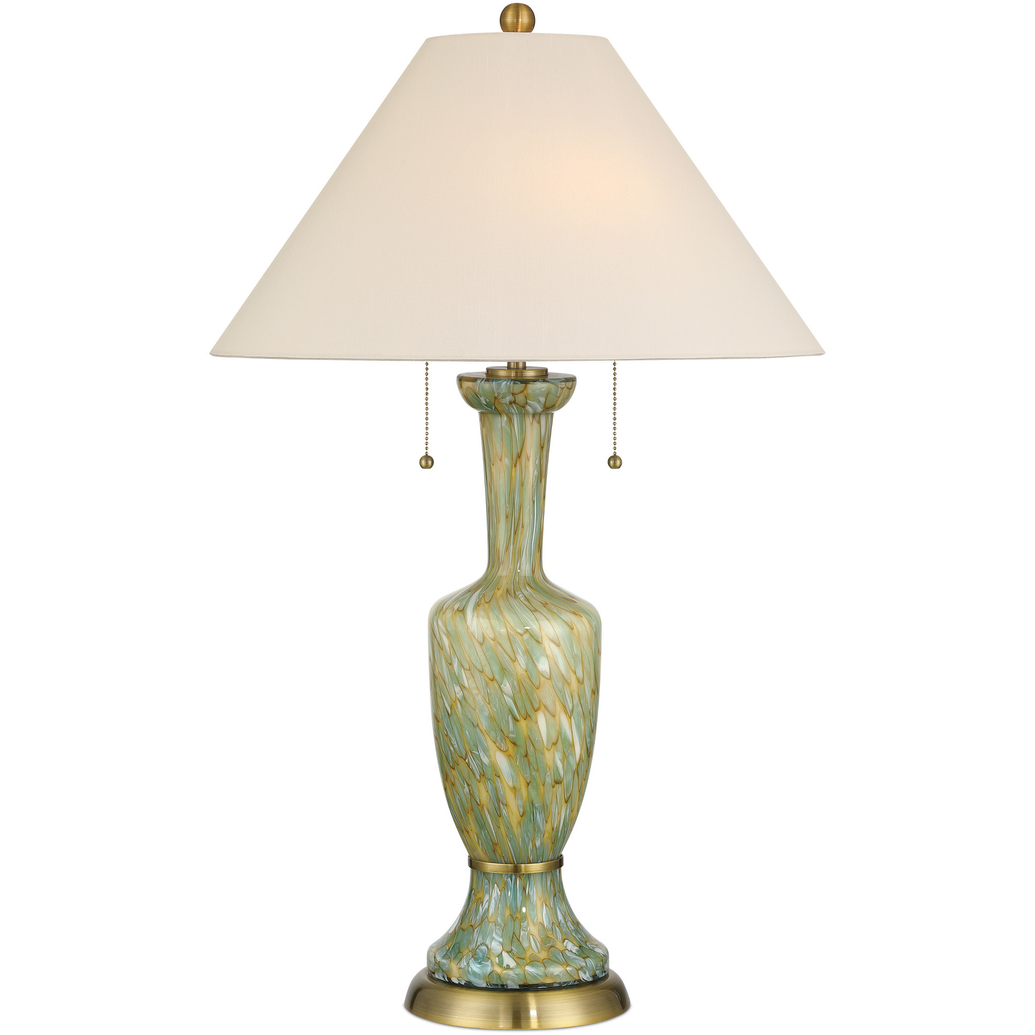 Classico 32.5 inch 75 watt Green and Beige and Antique Brass Table Lamp Portable Light