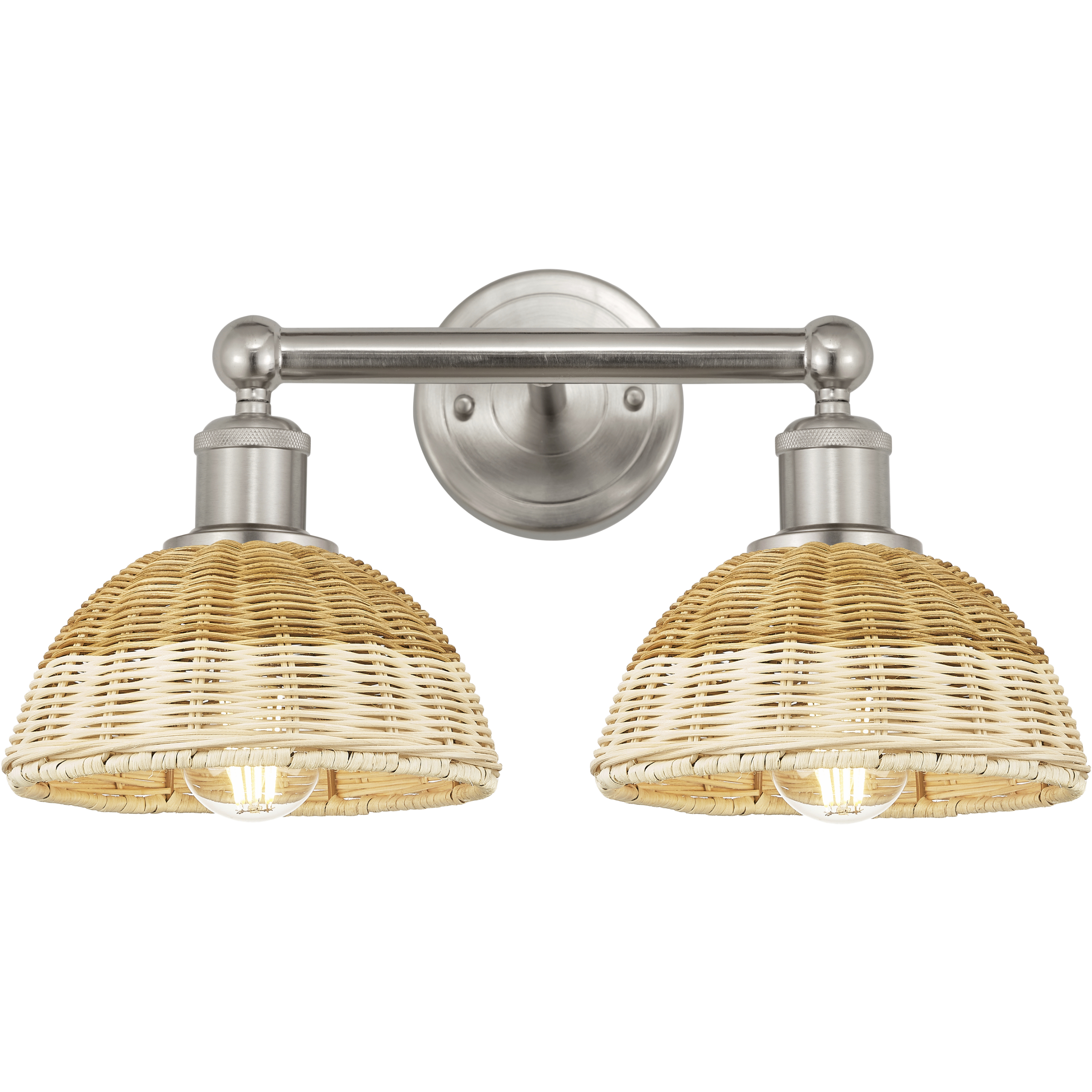 Edison Bristol Natural II 2 Light 17 inch Brushed Satin Nickel Bath Vanity Light Wall Light