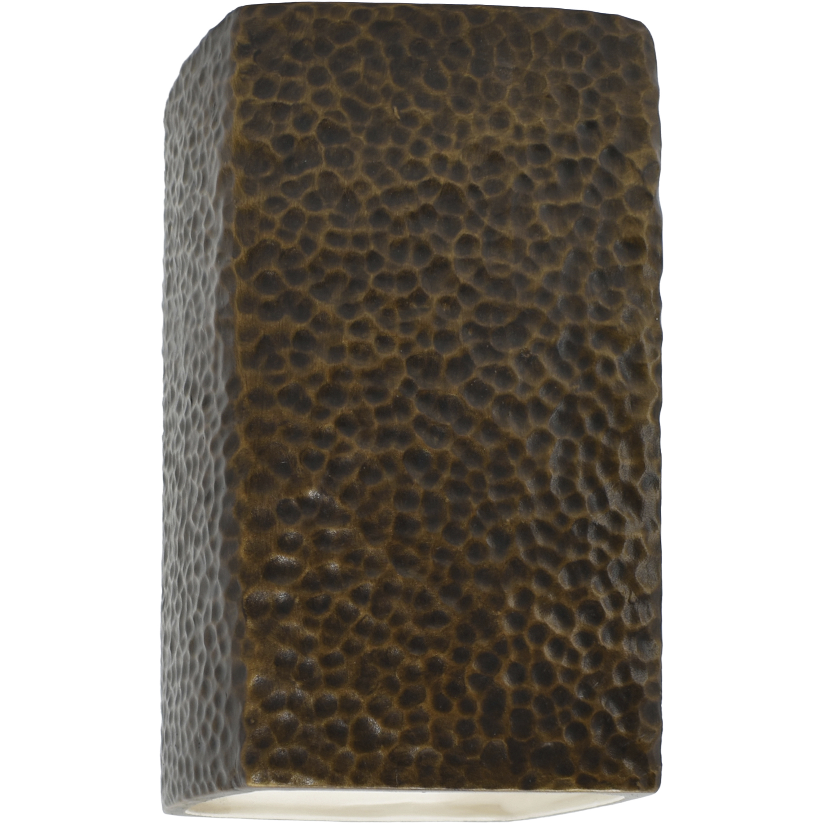 Ambiance Rectangle LED 7.25 inch Hammered Polished Brass Wall Sconce Wall Light, Large