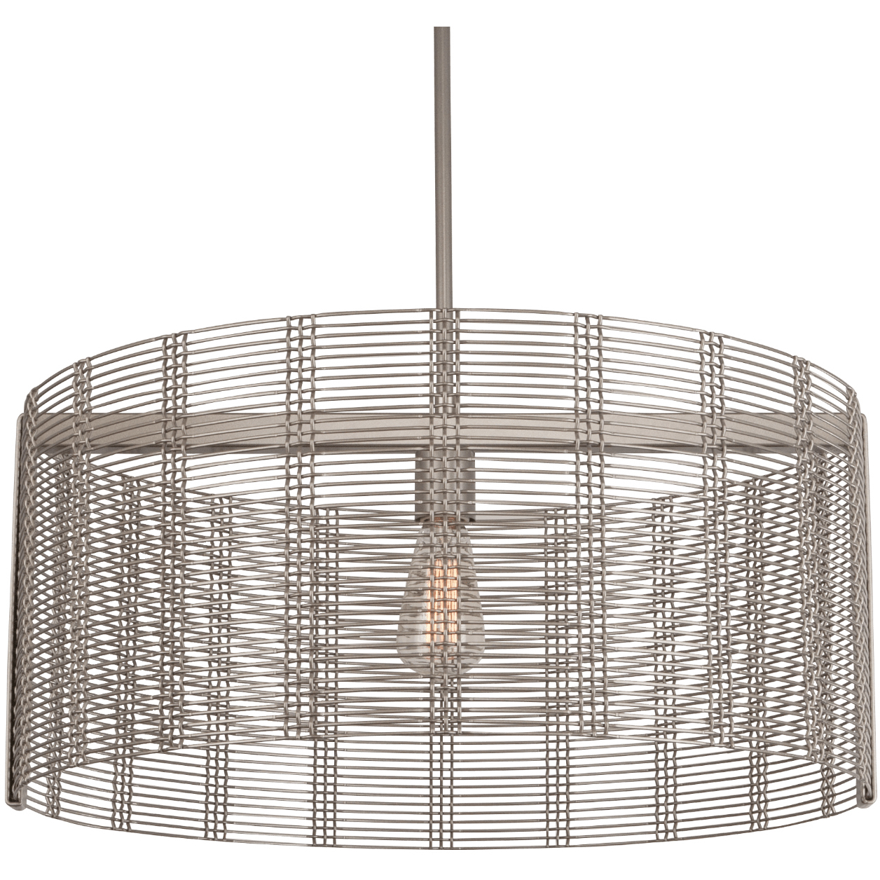 Downtown Mesh 1 Light 24 inch Matte Black Chandelier Ceiling Light in White Linen, Drum