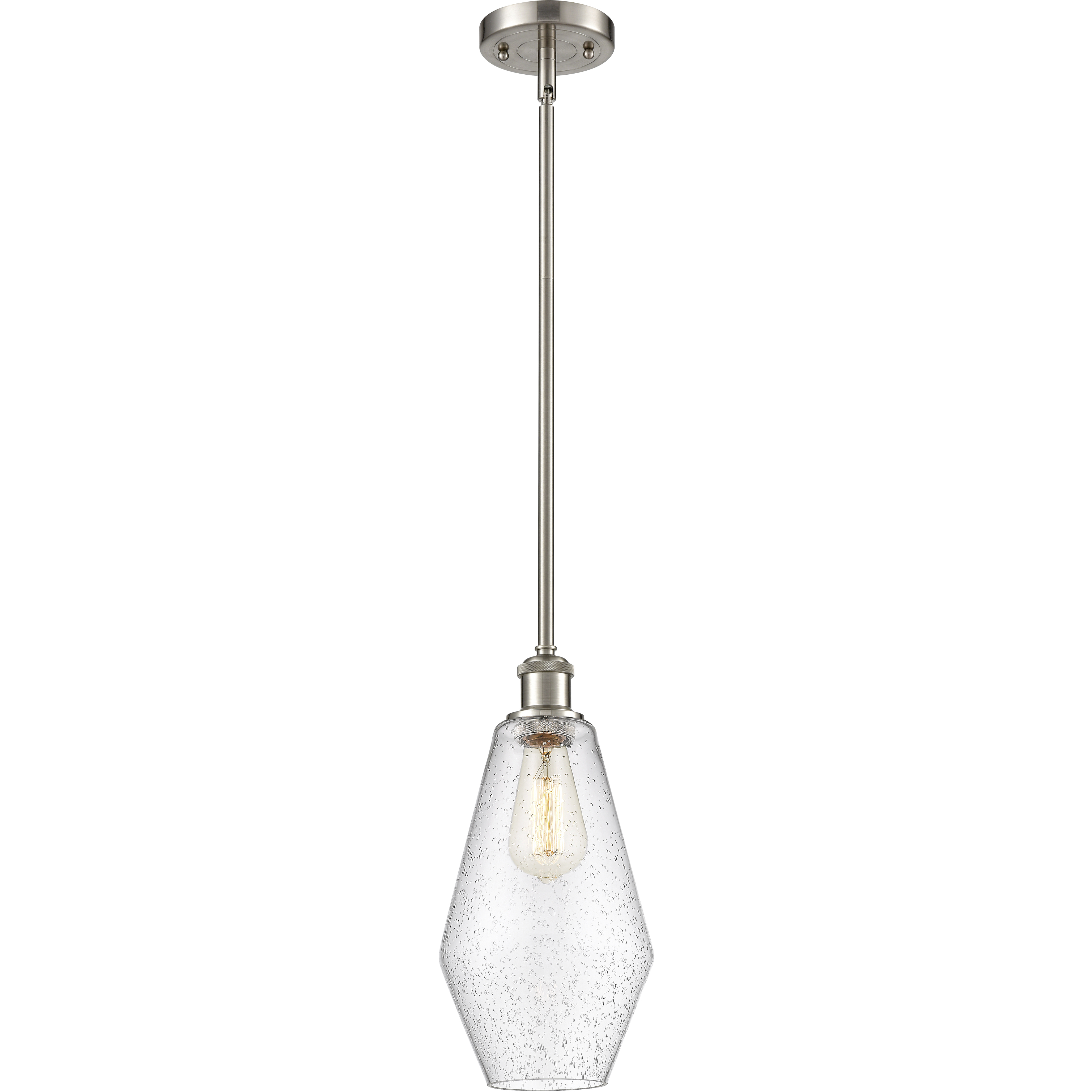 Ballston Cindyrella 1 Light 7 inch Brushed Satin Nickel Mini Pendant Ceiling Light in Incandescent, Seedy Glass