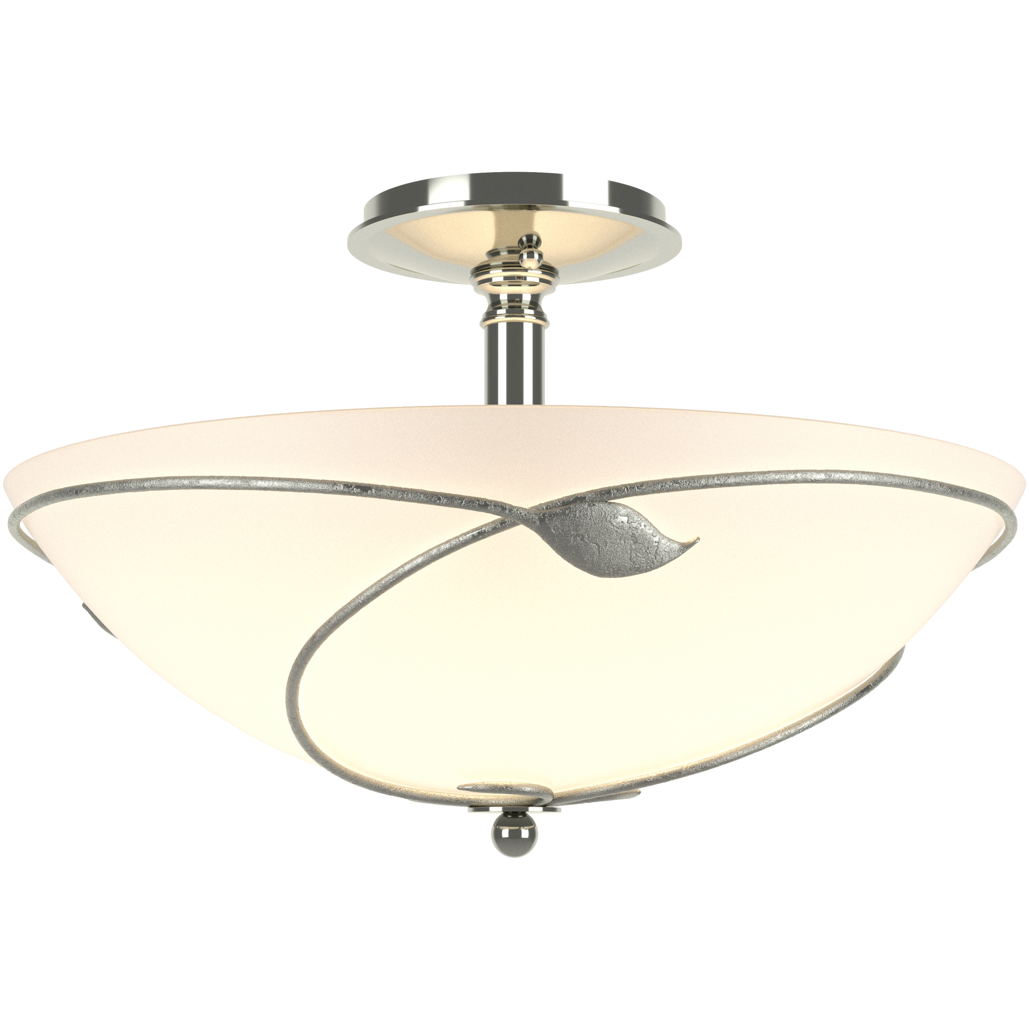 Forged Leaves 3 Light 16 inch Sterling Semi-Flush Ceiling Light in Opal, Large