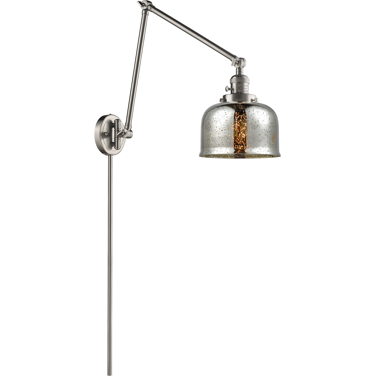 Large Bell 30 inch 60.00 watt Satin Nickel Swing Arm Wall Light, Franklin Restoration
